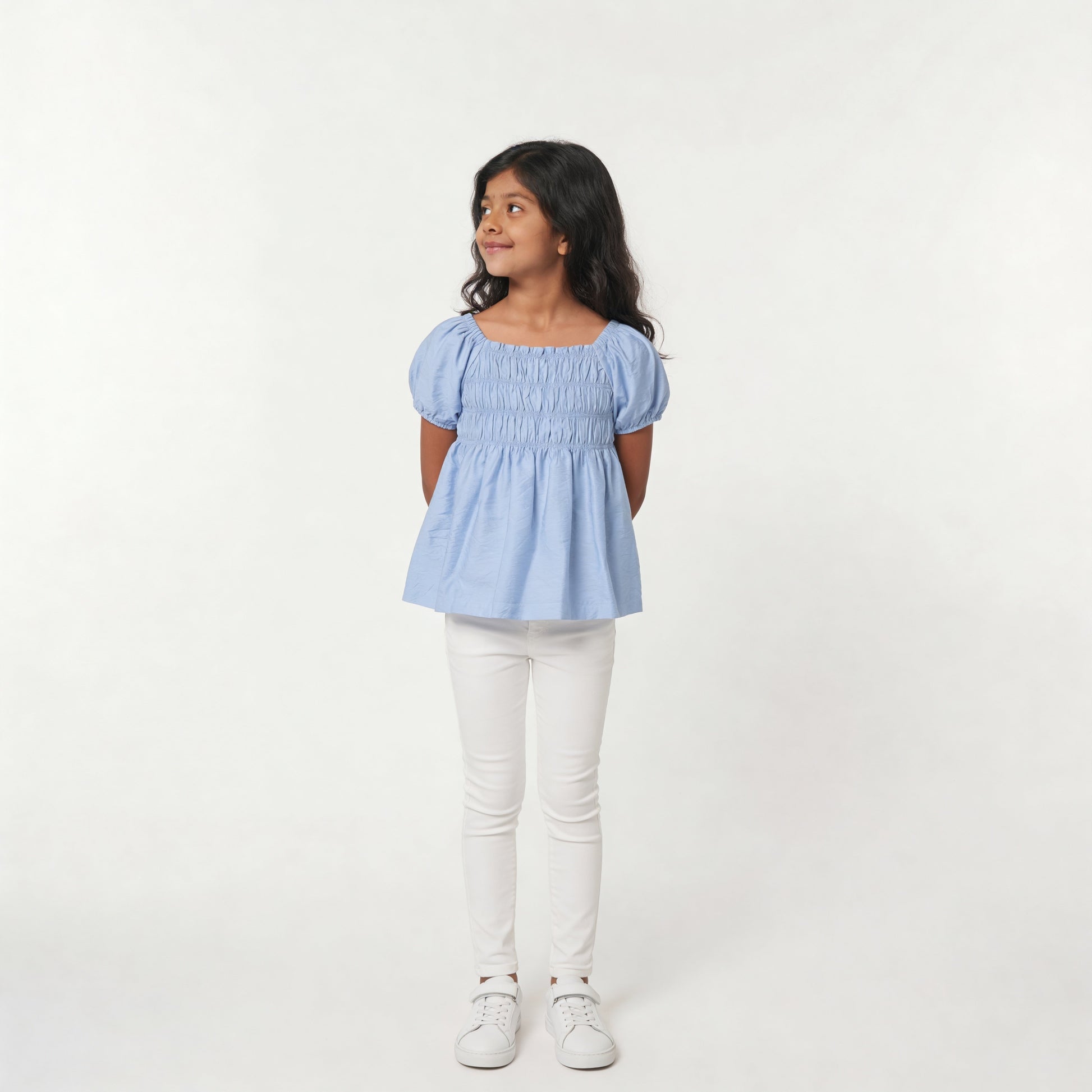 Girls Solid Woven Top
