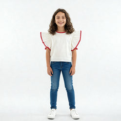 Girls Cotton Hi-Low Pleated Top