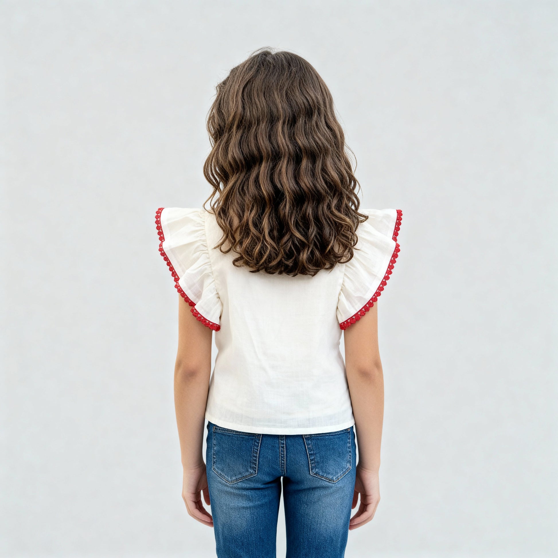 Girls Cotton Hi-Low Pleated Top