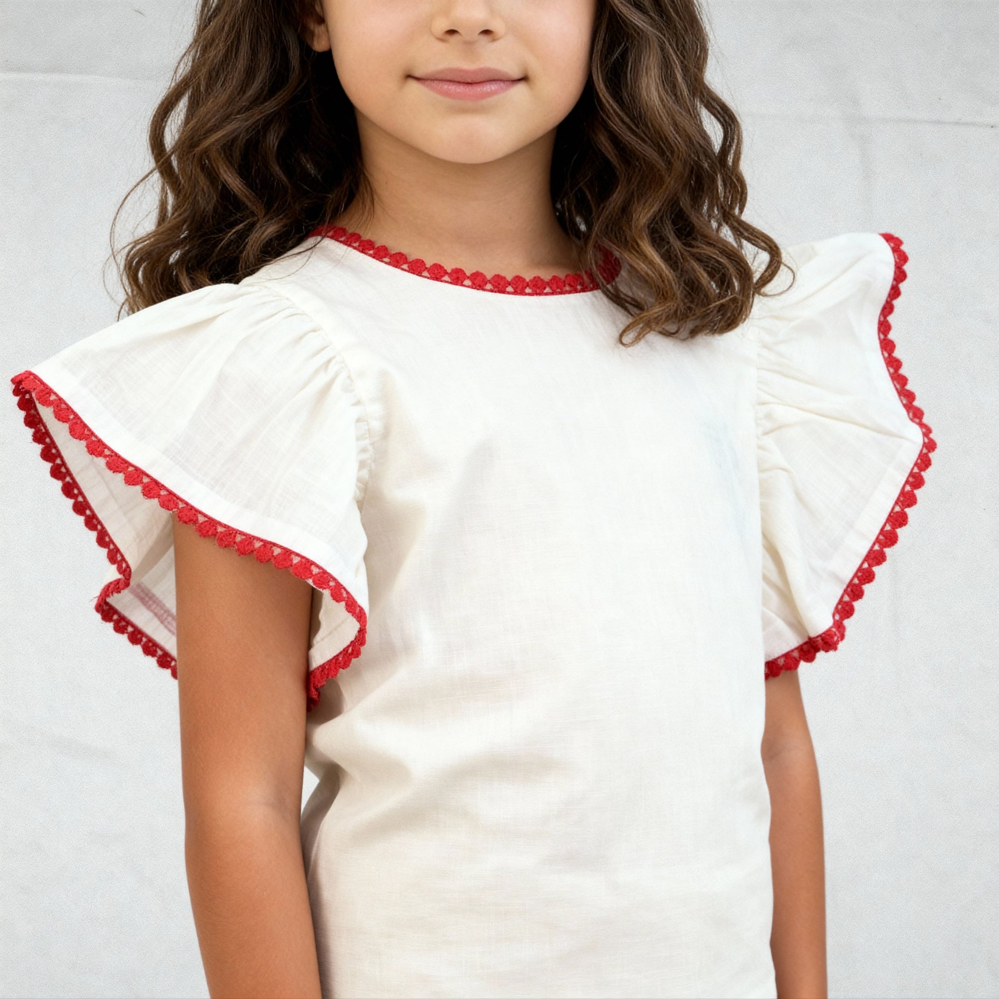 Girls Cotton Hi-Low Pleated Top