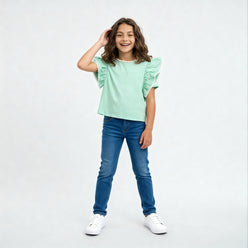 Girls Cotton Hi-Low Pleated Top