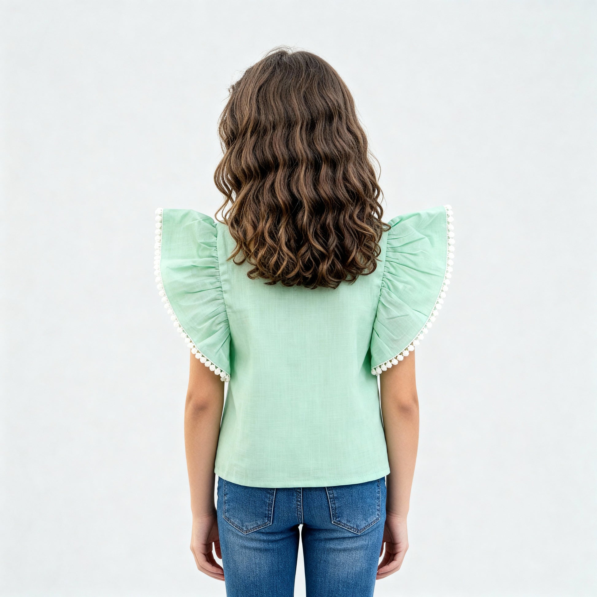 Girls Cotton Hi-Low Pleated Top