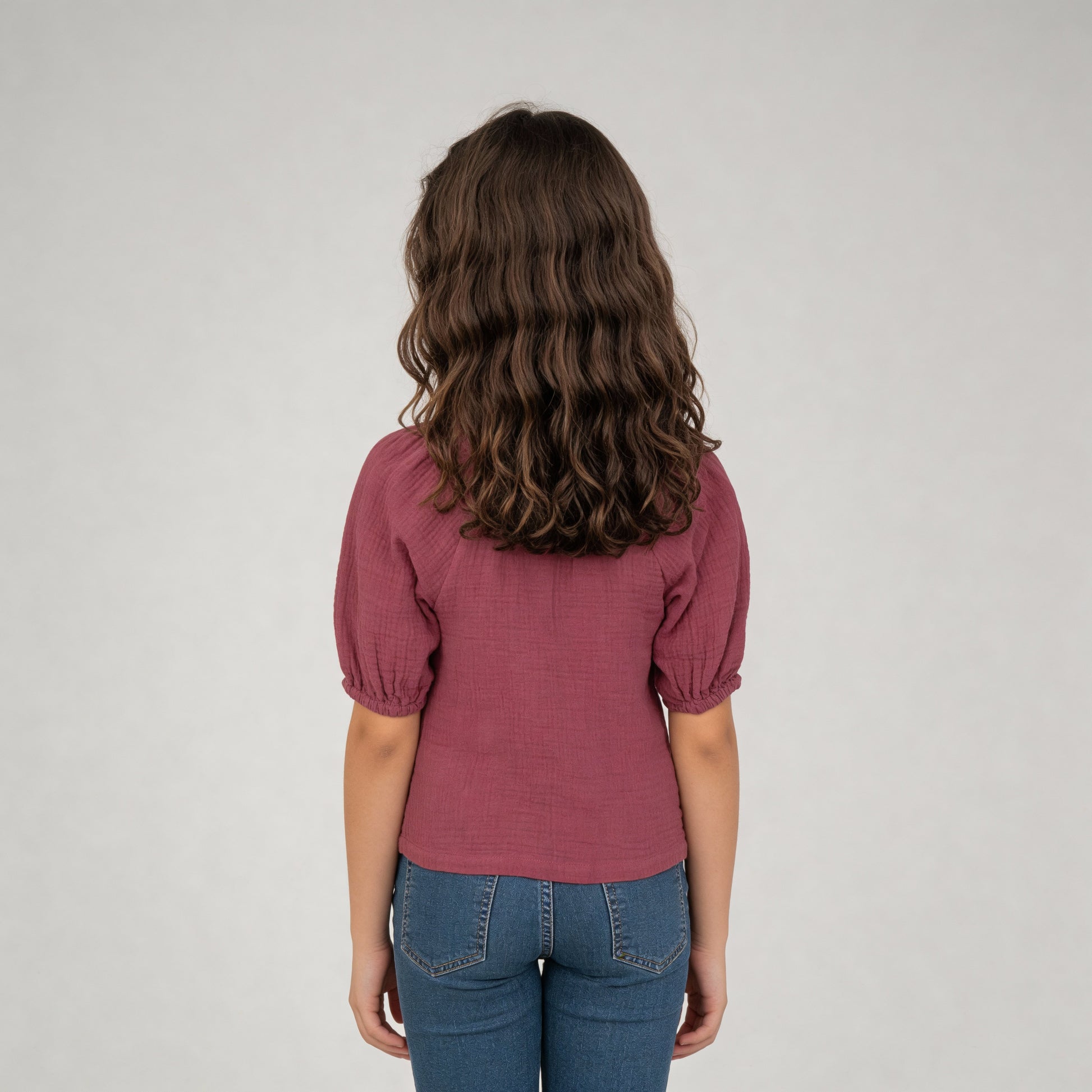 Girls Cotton Hi-Low Pleated Top