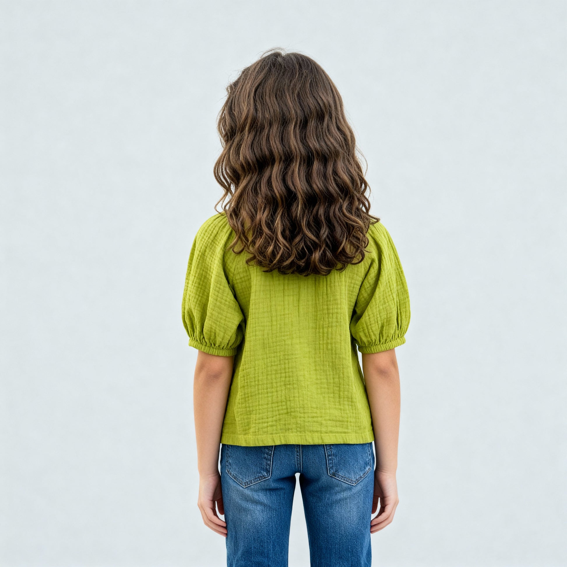 Girls Cotton Hi-Low Pleated Top