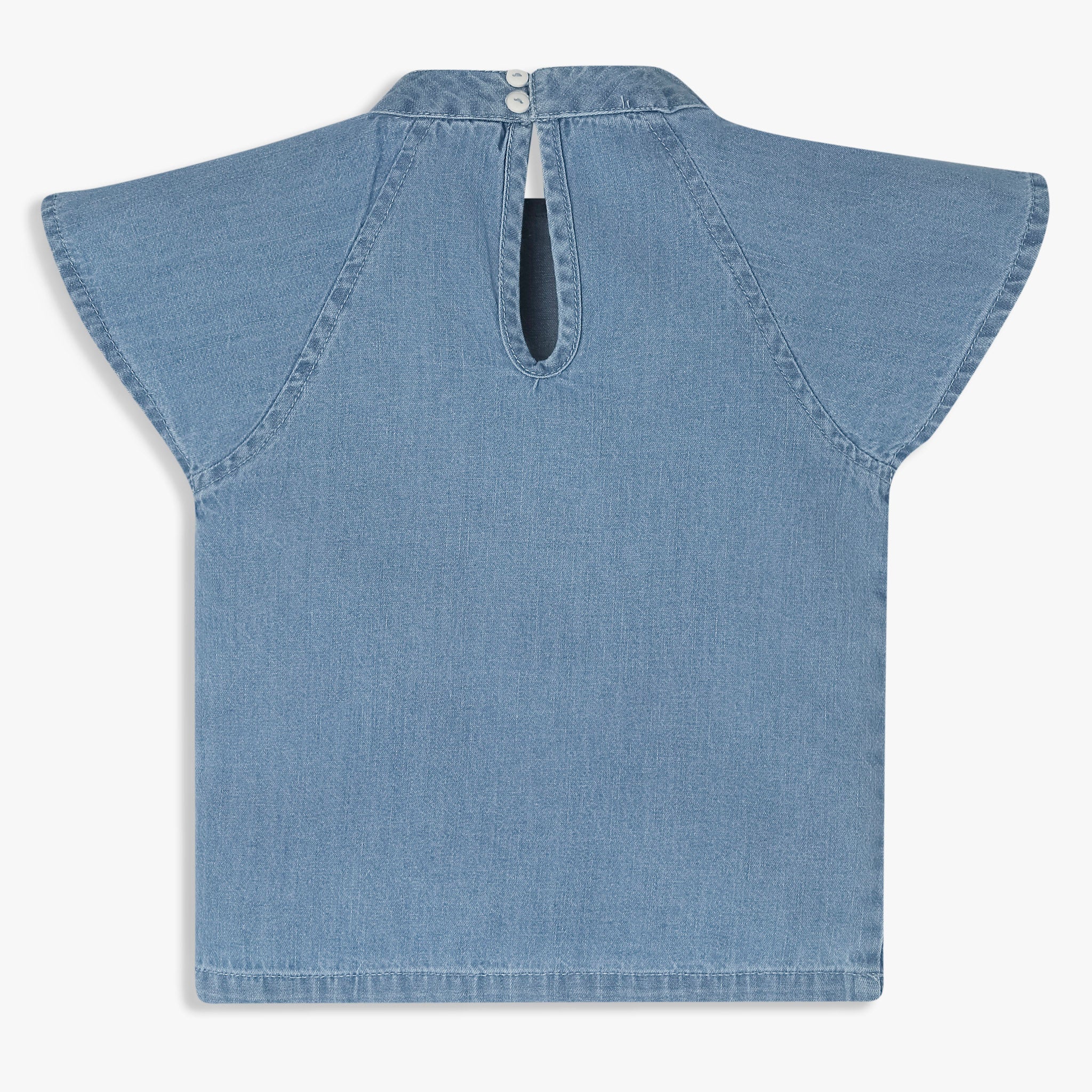 Girls Embroidered Hi-Low Pleated Top