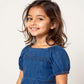 Girls Cotton Hi-Low Pleated Top