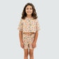 Girls Printed Camp Collar Top