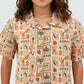 Girls Printed Camp Collar Top