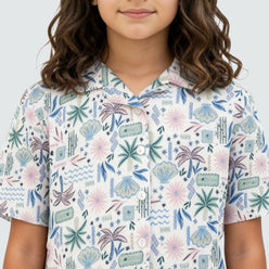 Girls Printed Camp Collar Top