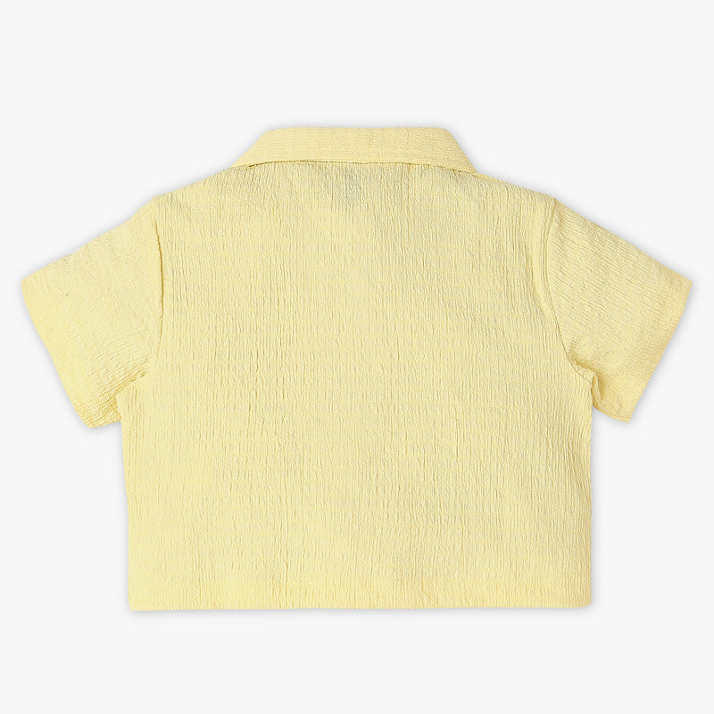 Girls Structured Woven Camp Collar Top