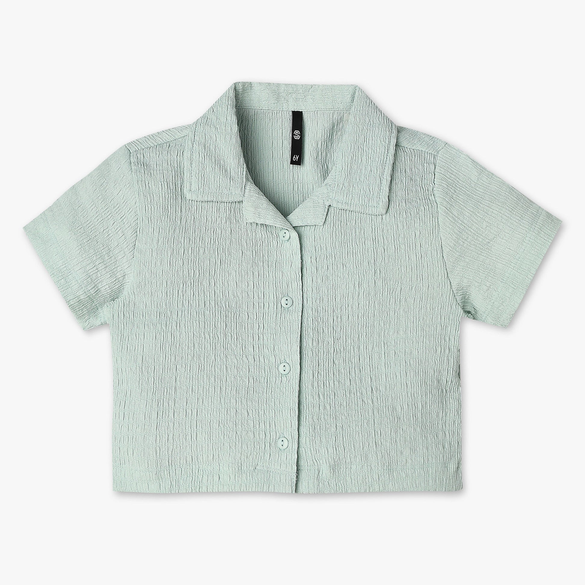 Girls Structured Woven Camp Collar Top