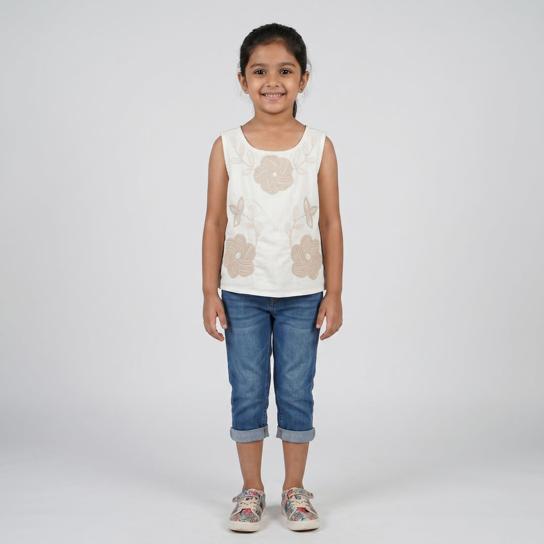 Girls Cotton Embroidered Boho Top