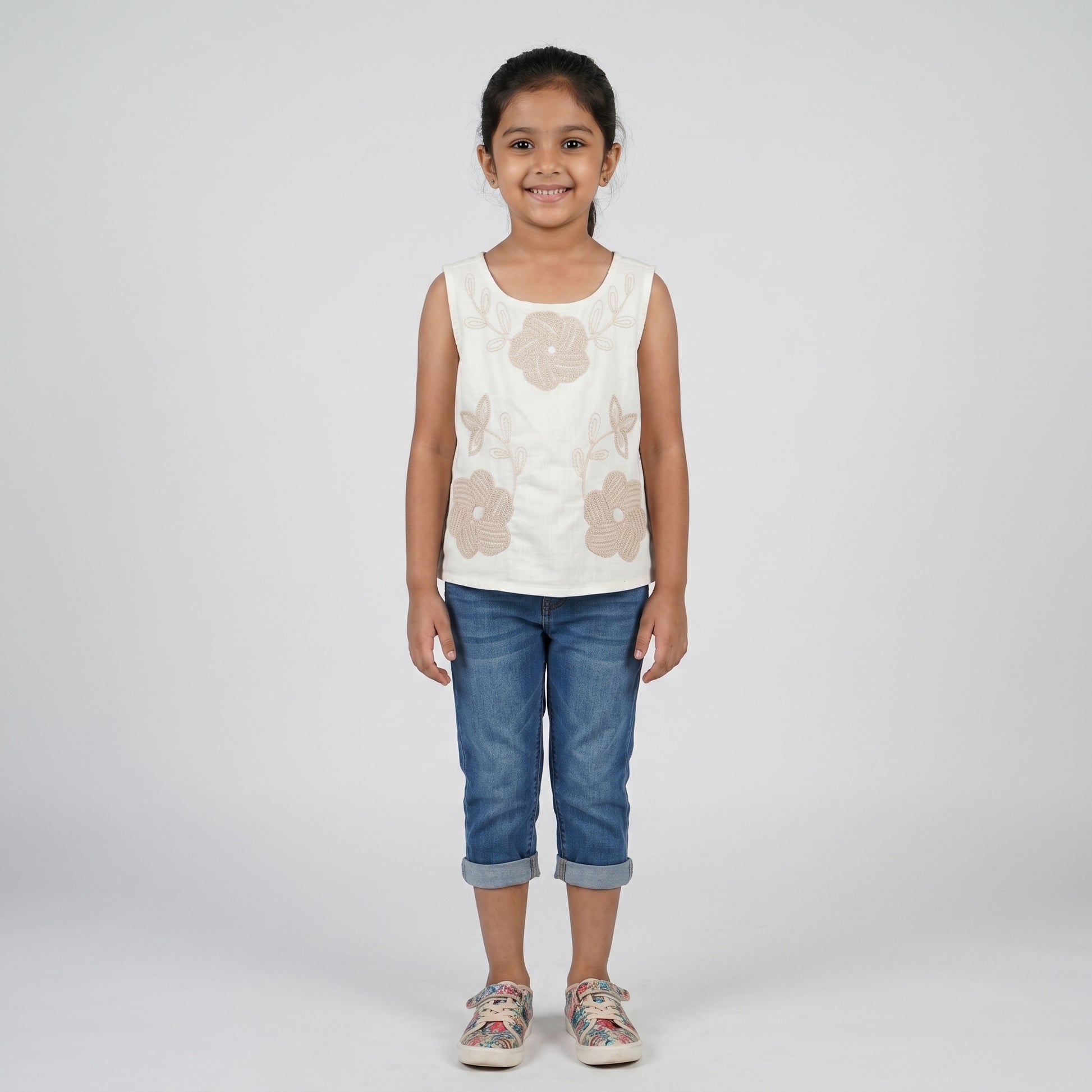 Girls Cotton Embroidered Boho Top