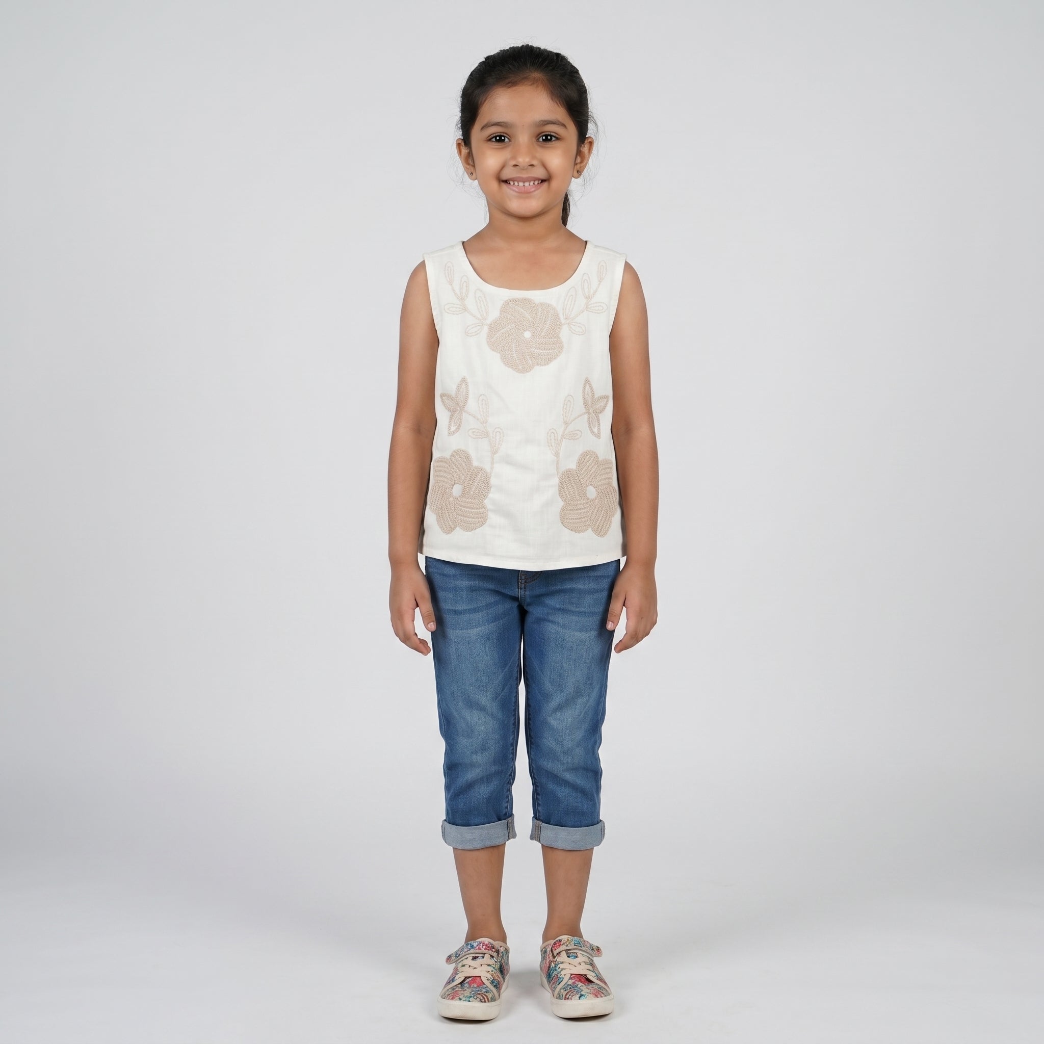 Girls Cotton Embroidered Boho Top