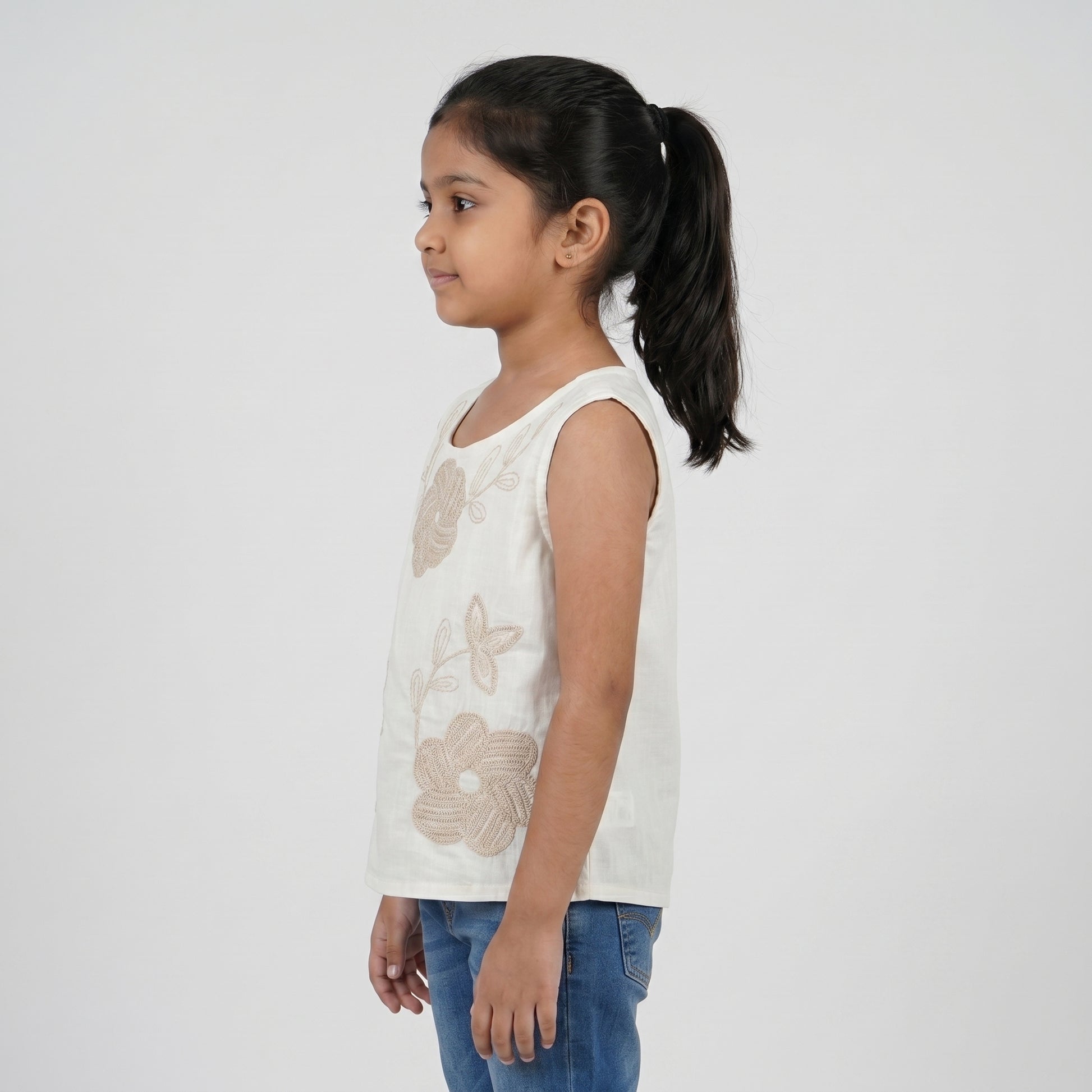 Girls Cotton Embroidered Boho Top