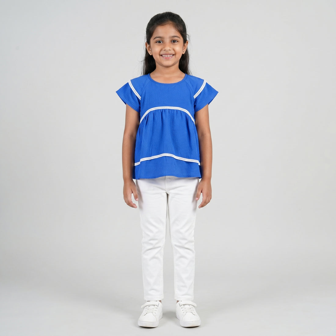 Girls Layared Top With Lace Insert Detail Top