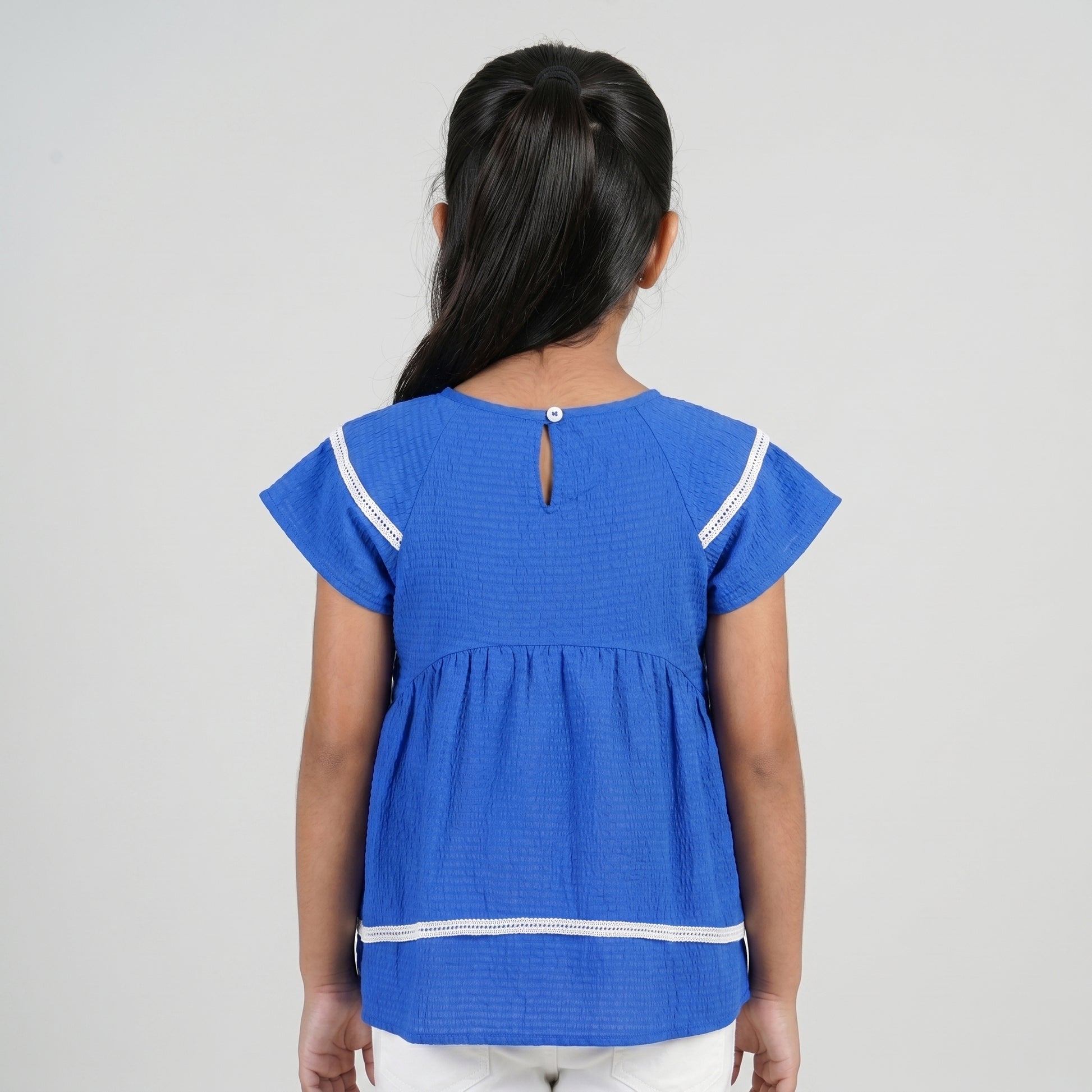 Girls Layared Top With Lace Insert Detail Top
