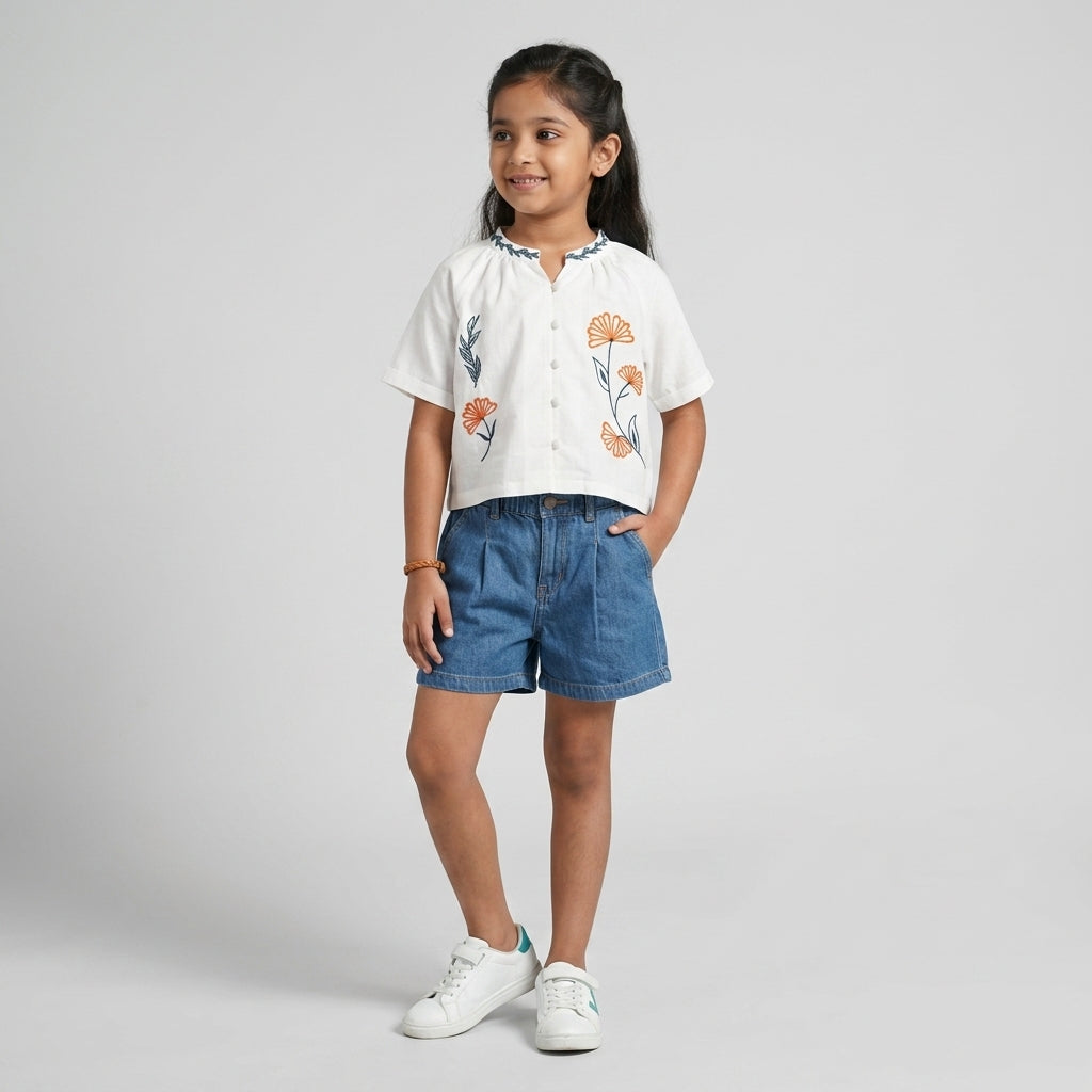 Girls Cotton Embroidery Top