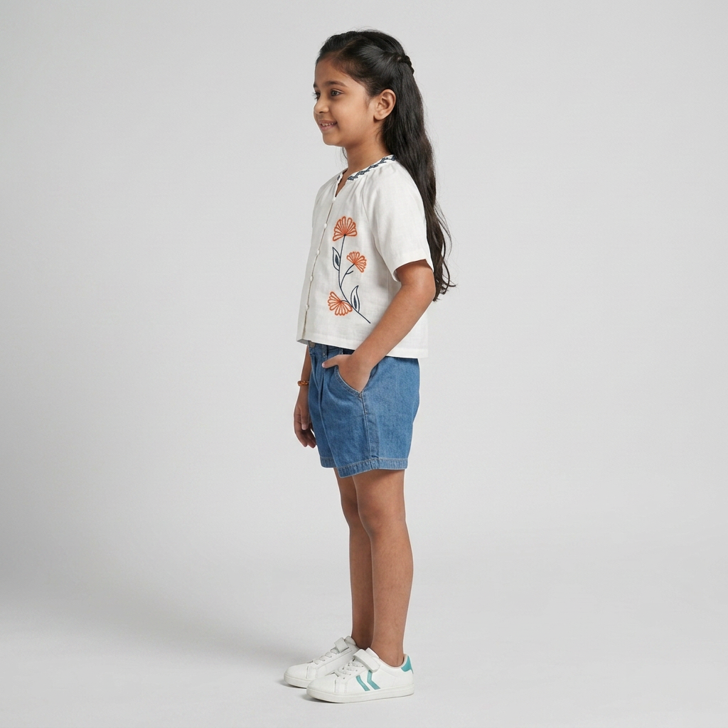 Girls Cotton Embroidery Top