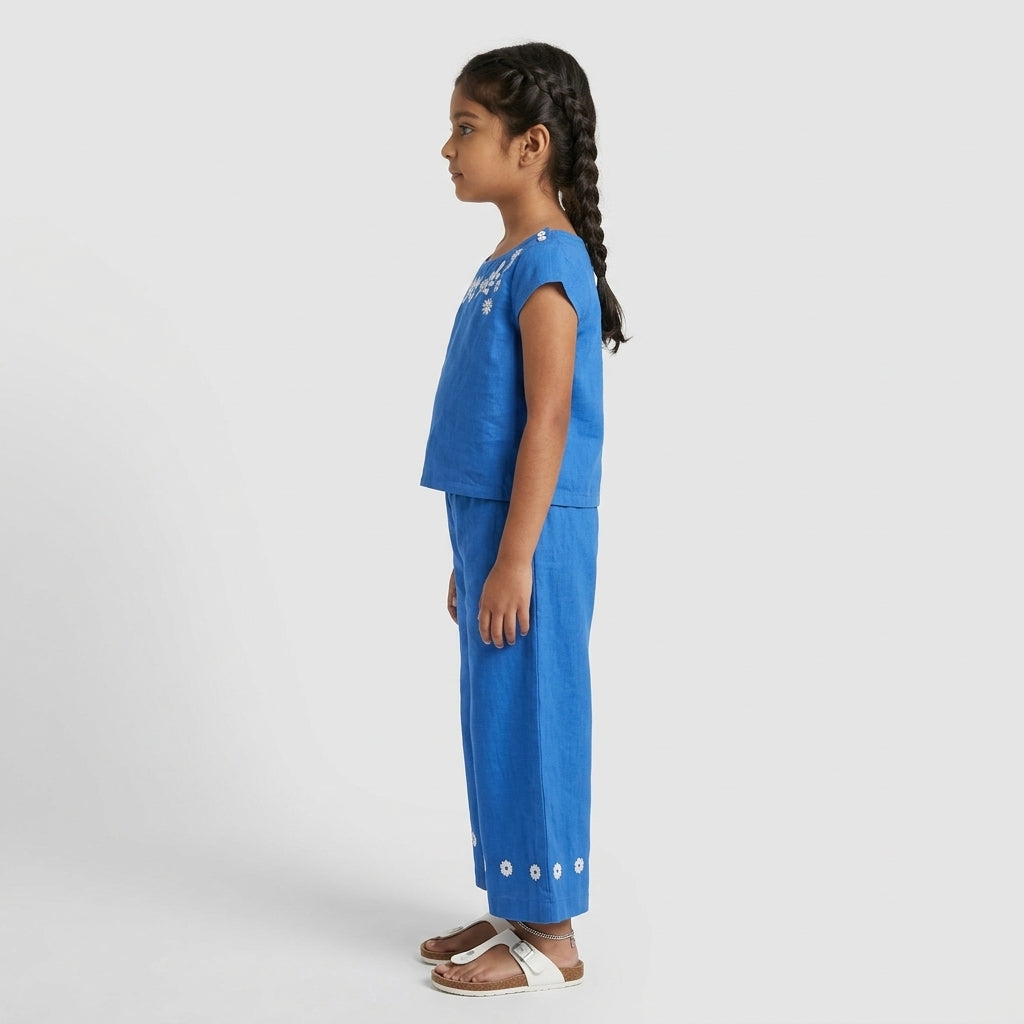 Girls Cotton Embroidered Crop Top
