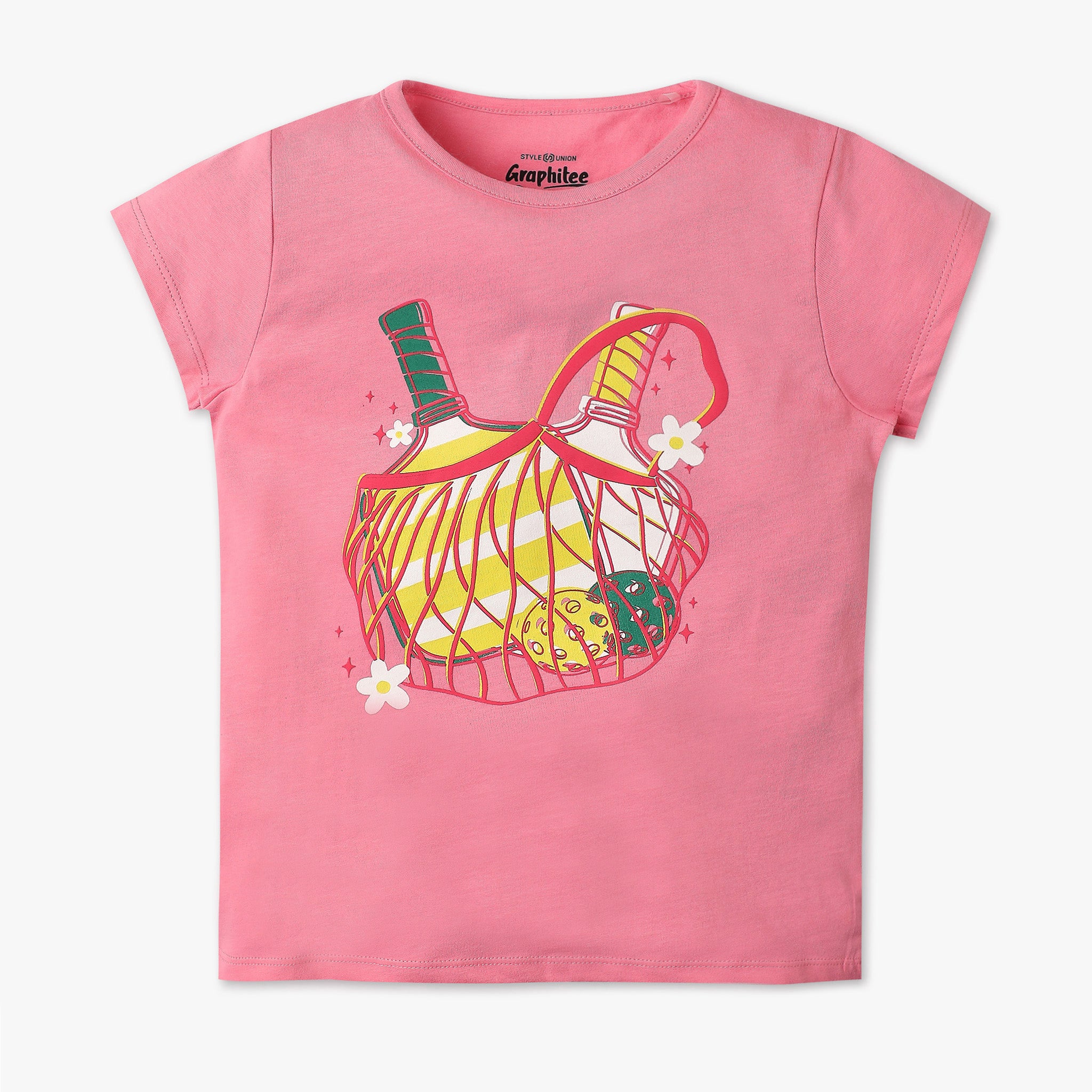 Girls Regular Fit Graphic Crew Neck T-Shirt