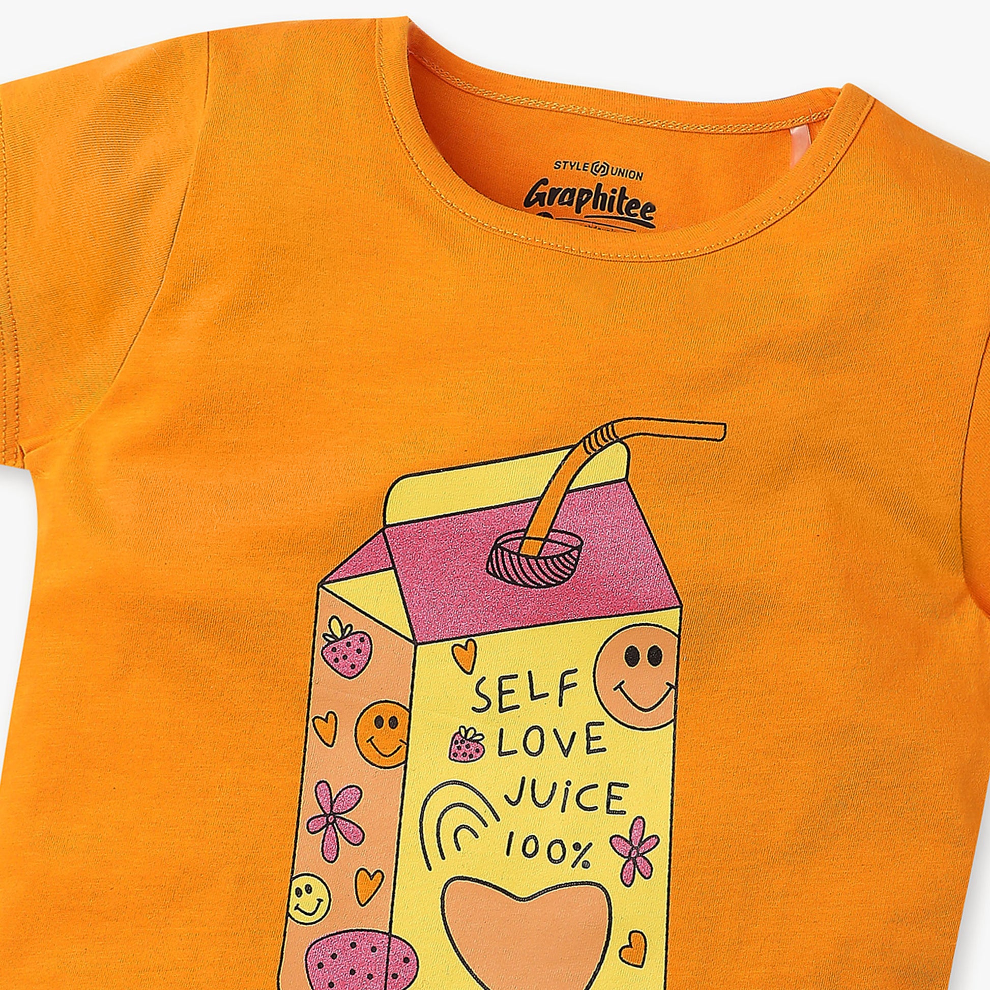 Girls Regular Fit Graphic Crew Neck T-Shirt