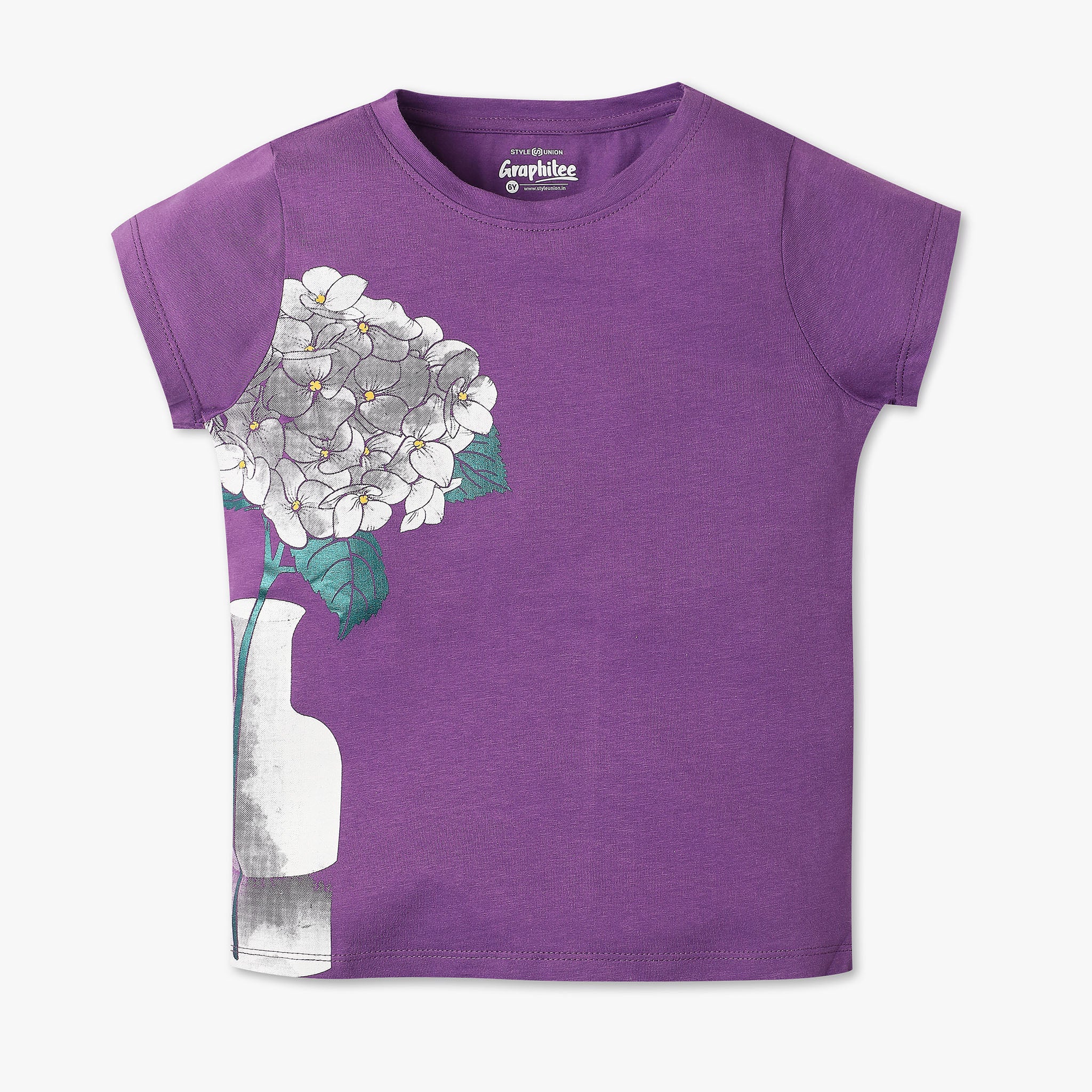 Girls Regular Fit Graphic Crew Neck T-Shirt