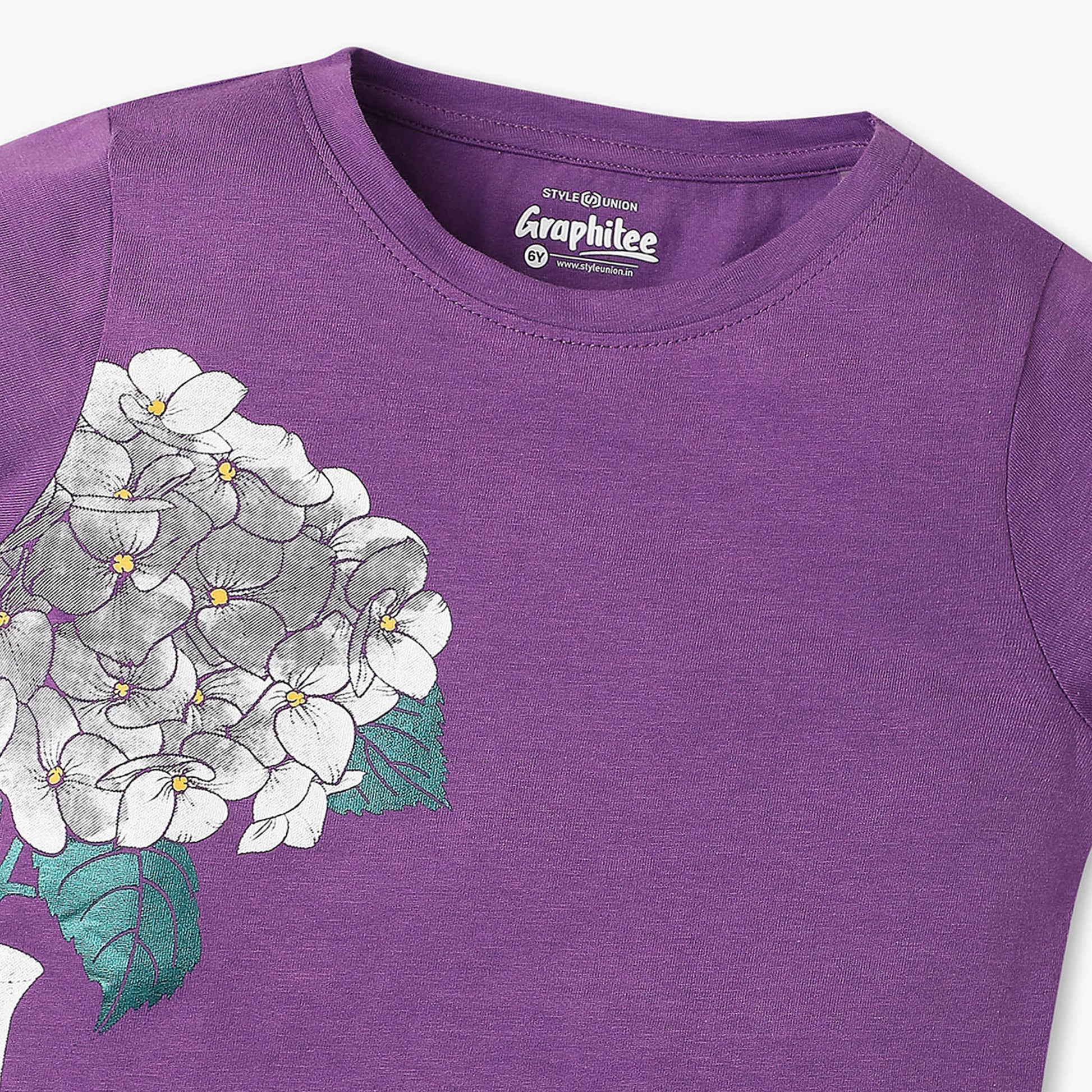 Girls Regular Fit Graphic Crew Neck T-Shirt