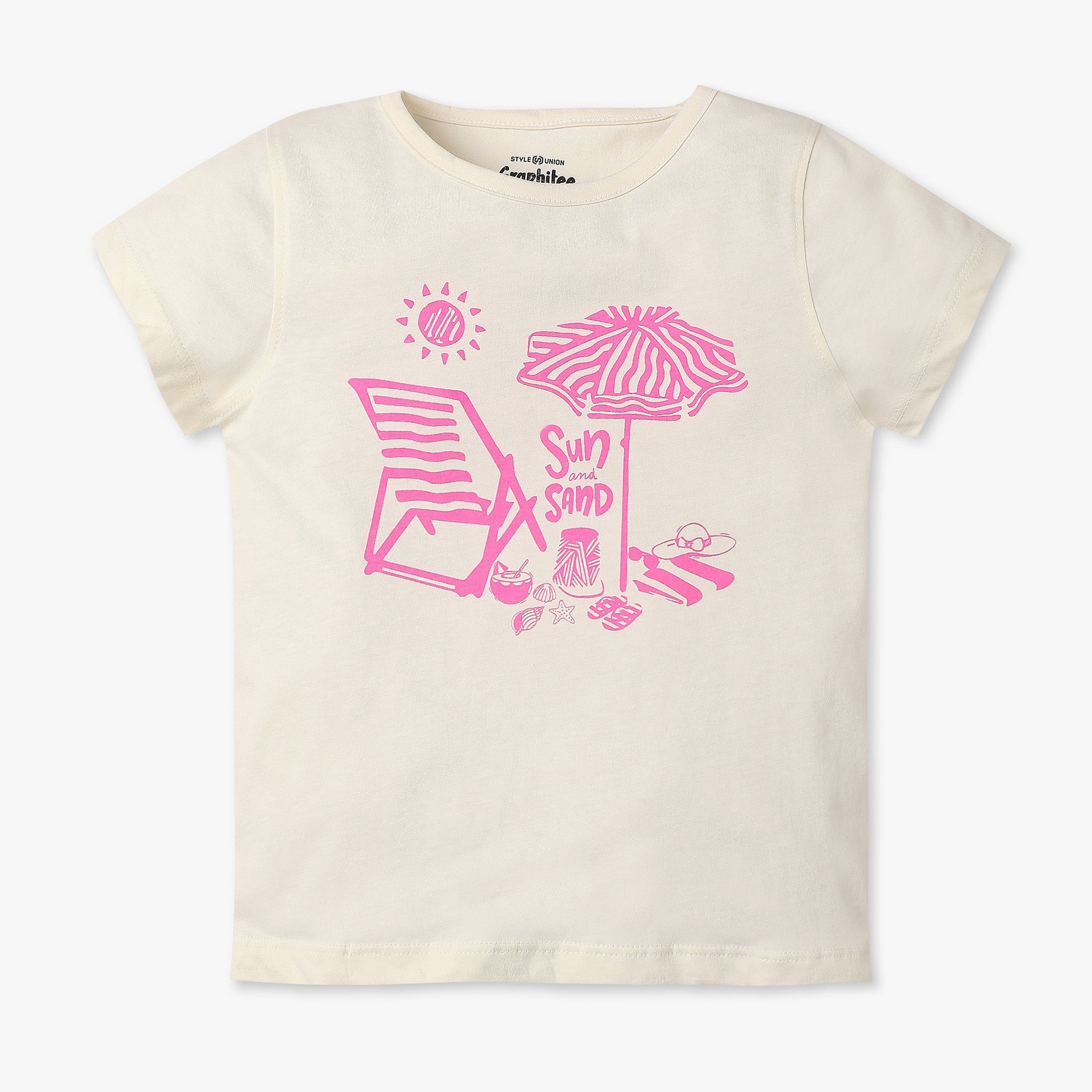 Girls Regular Fit Graphic Crew Neck T-Shirt