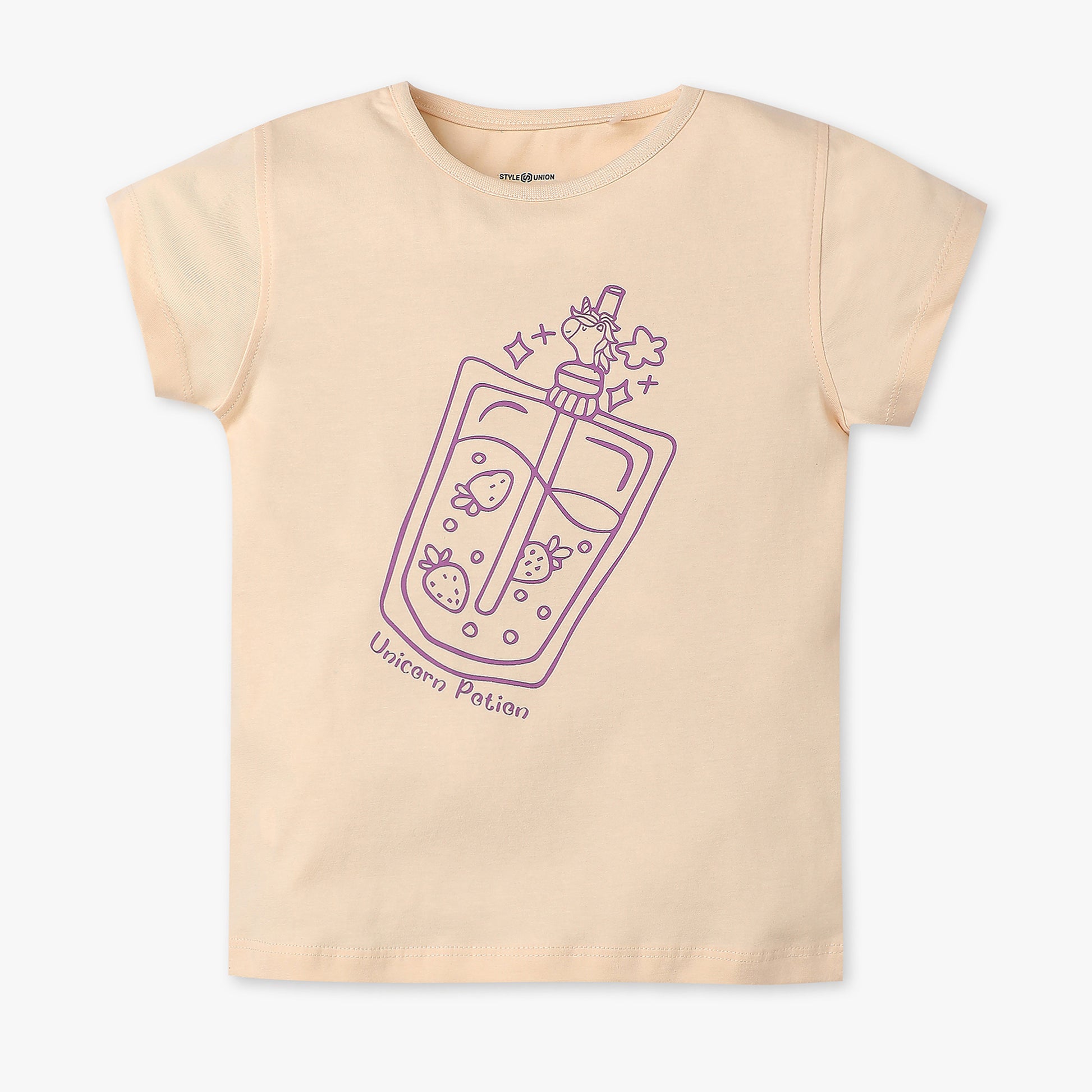 Girls Regular Fit Graphic Crew Neck T-Shirt