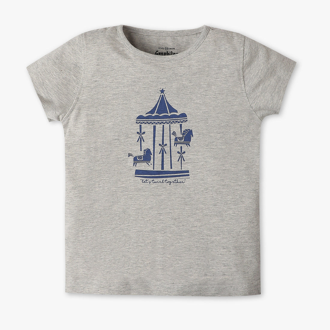 Girls Regular Fit Graphic Crew Neck T-Shirt