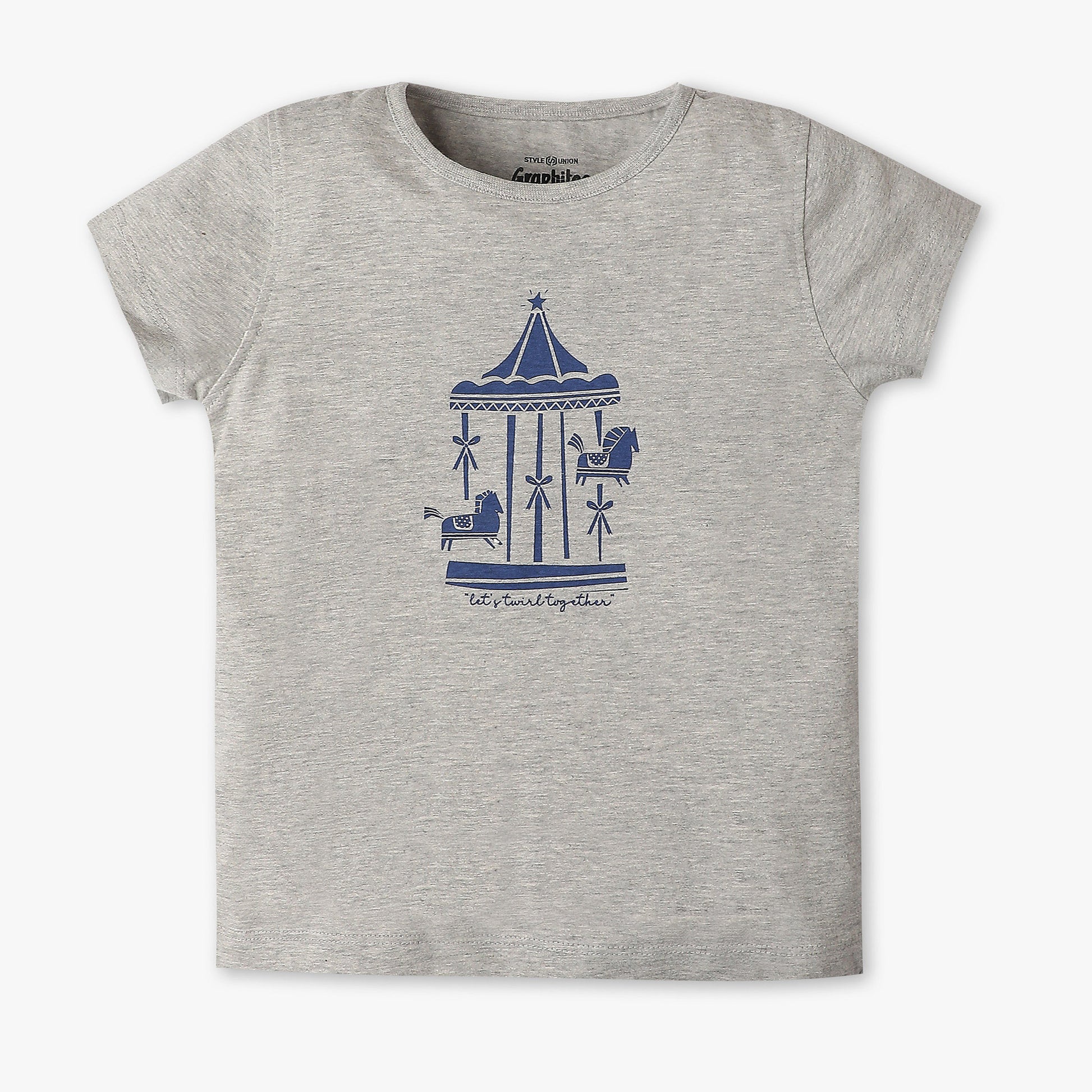 Girls Regular Fit Graphic Crew Neck T-Shirt