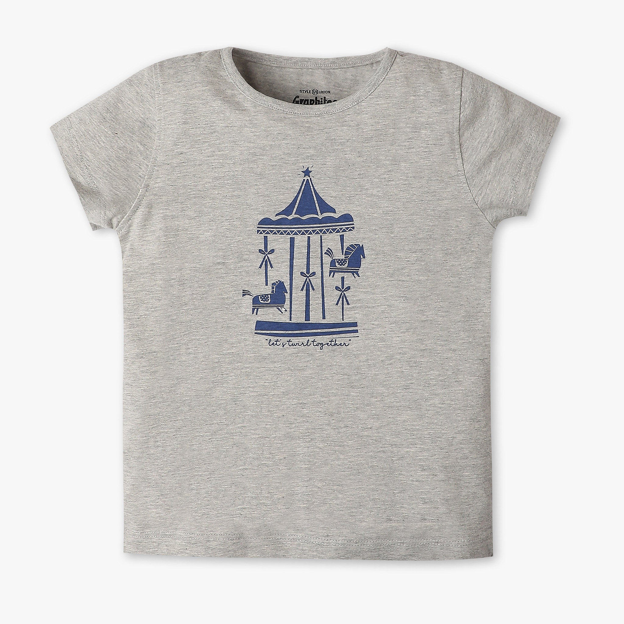 Girls Regular Fit Graphic Crew Neck T-Shirt