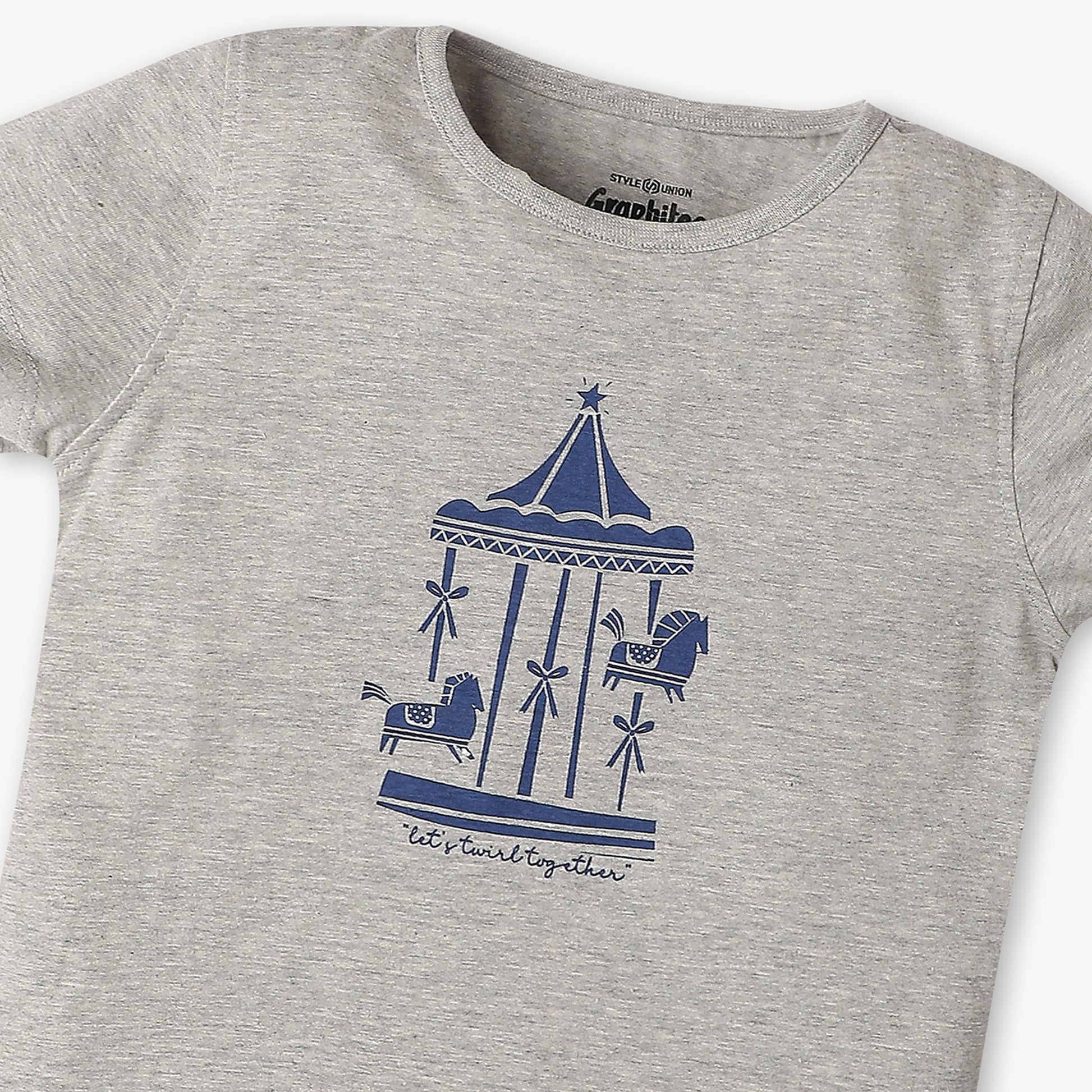 Girls Regular Fit Graphic Crew Neck T-Shirt