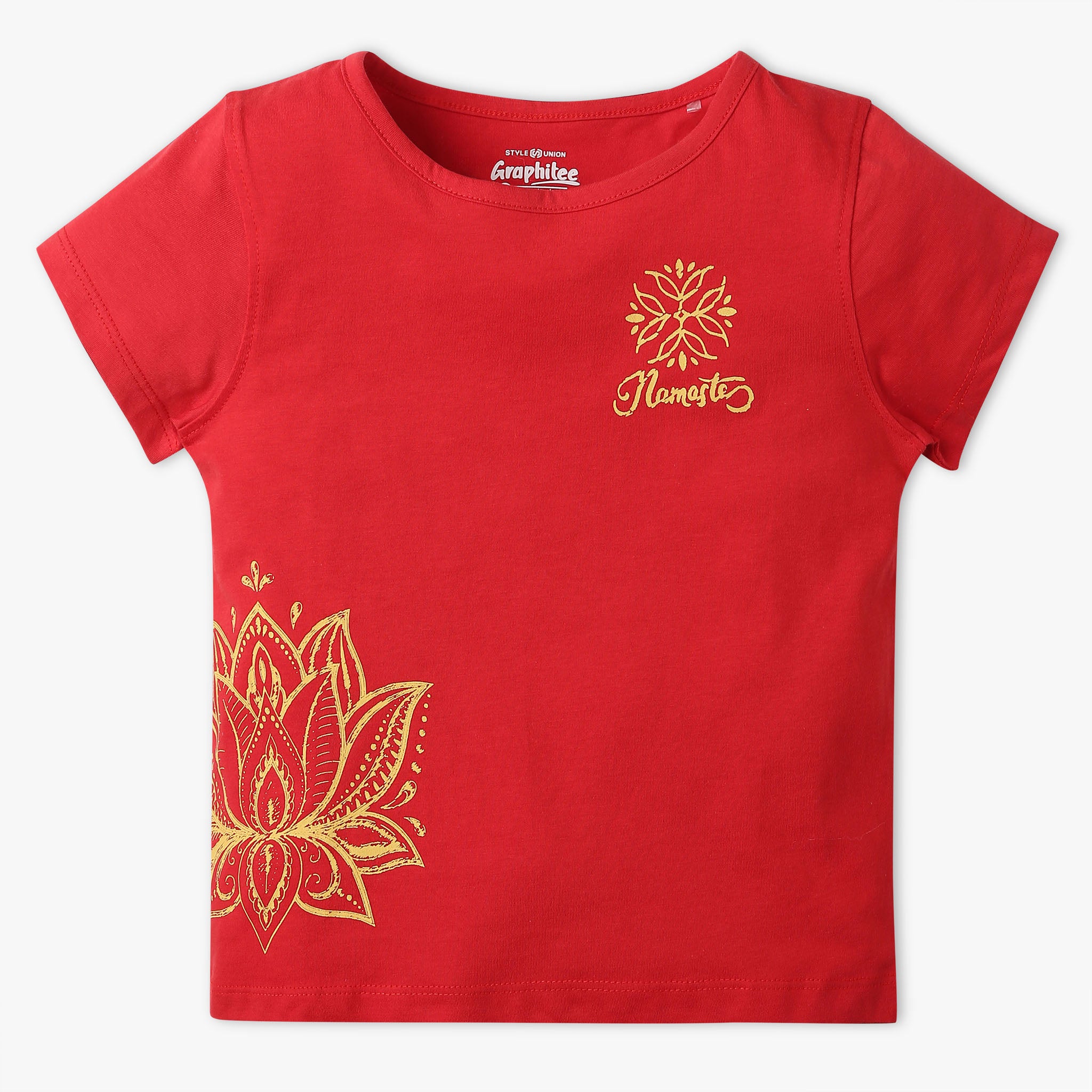 Girls Regular Fit Graphic Crew Neck T-Shirt