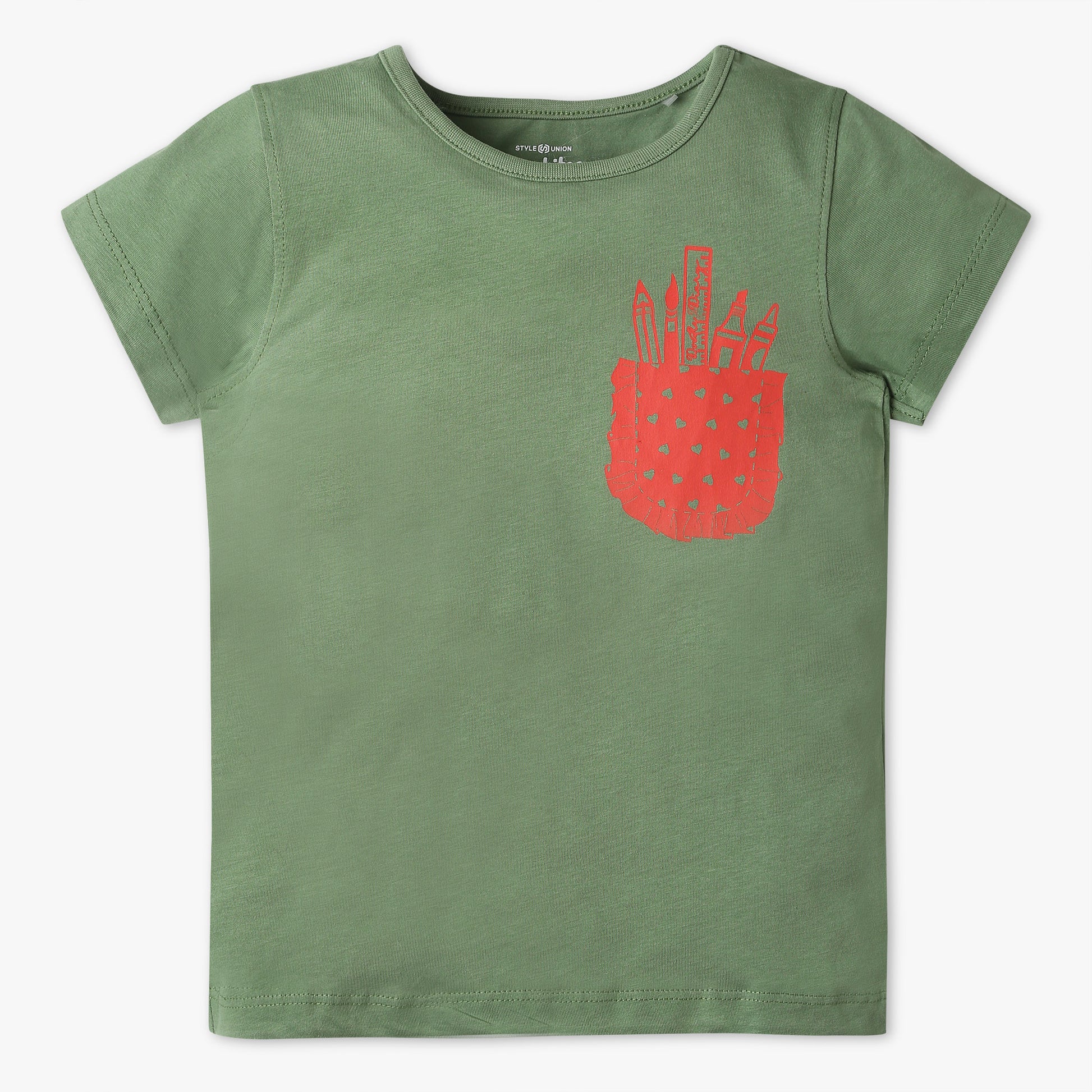 Girls Regular Fit Graphic Crew Neck T-Shirt