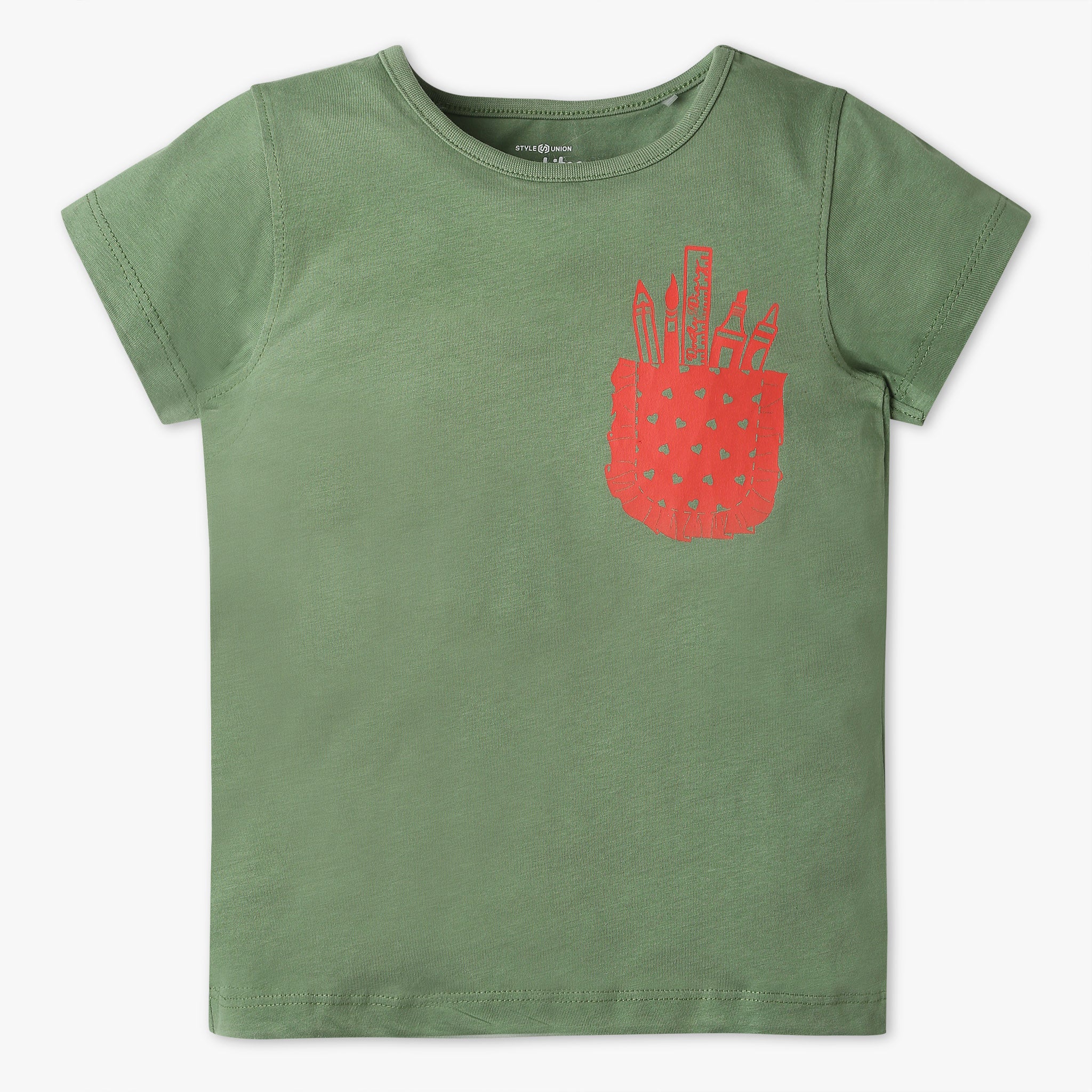 Girls Regular Fit Graphic Crew Neck T-Shirt