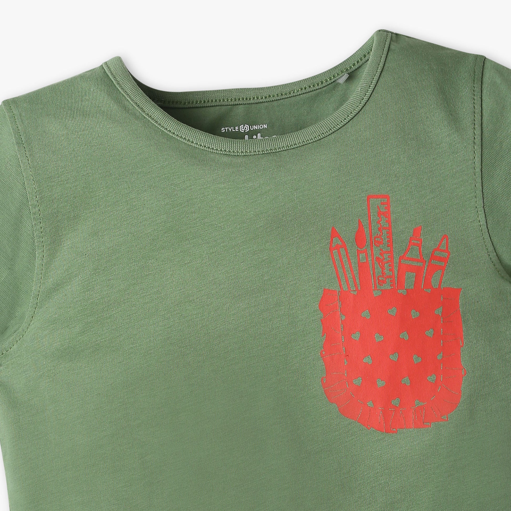 Girls Regular Fit Graphic Crew Neck T-Shirt