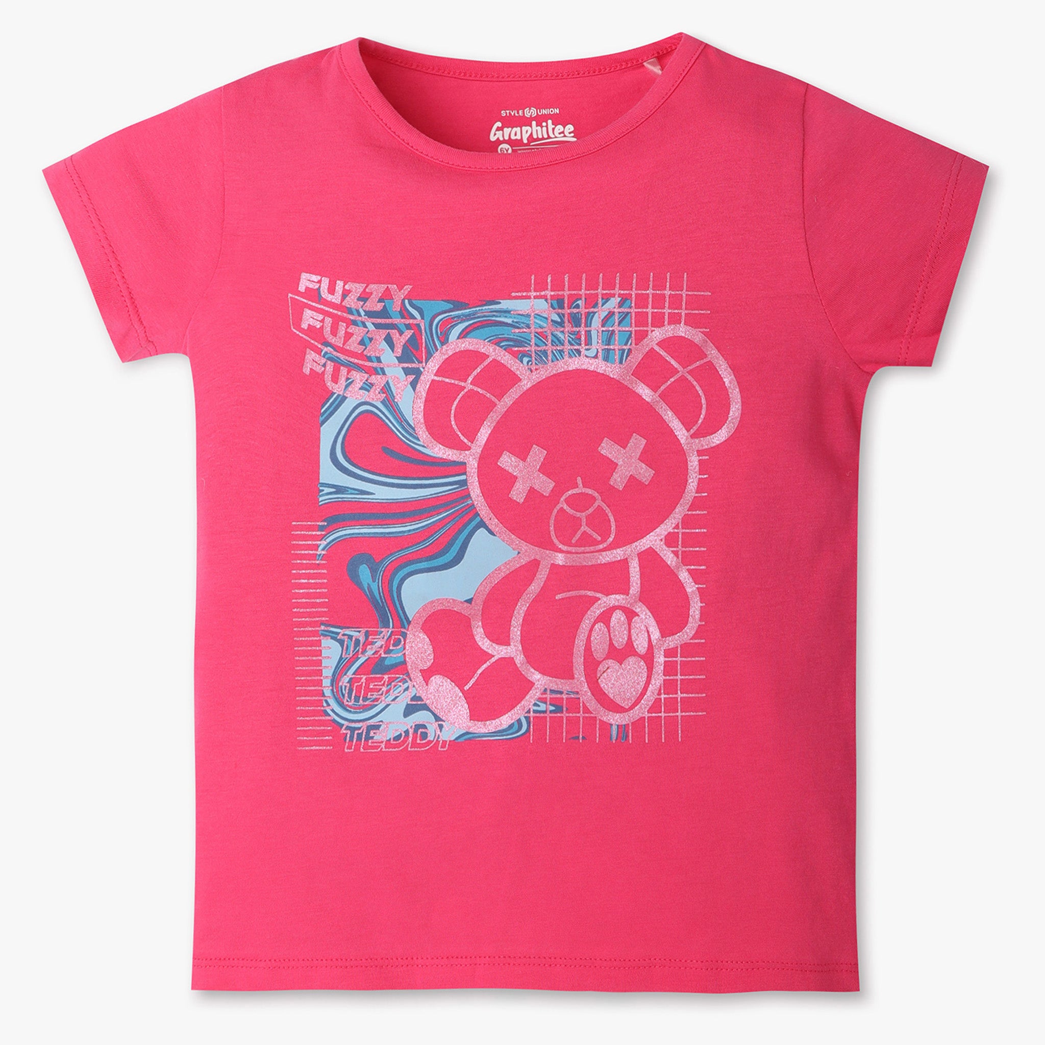 Girls Regular Fit Graphic Crew Neck T-Shirt