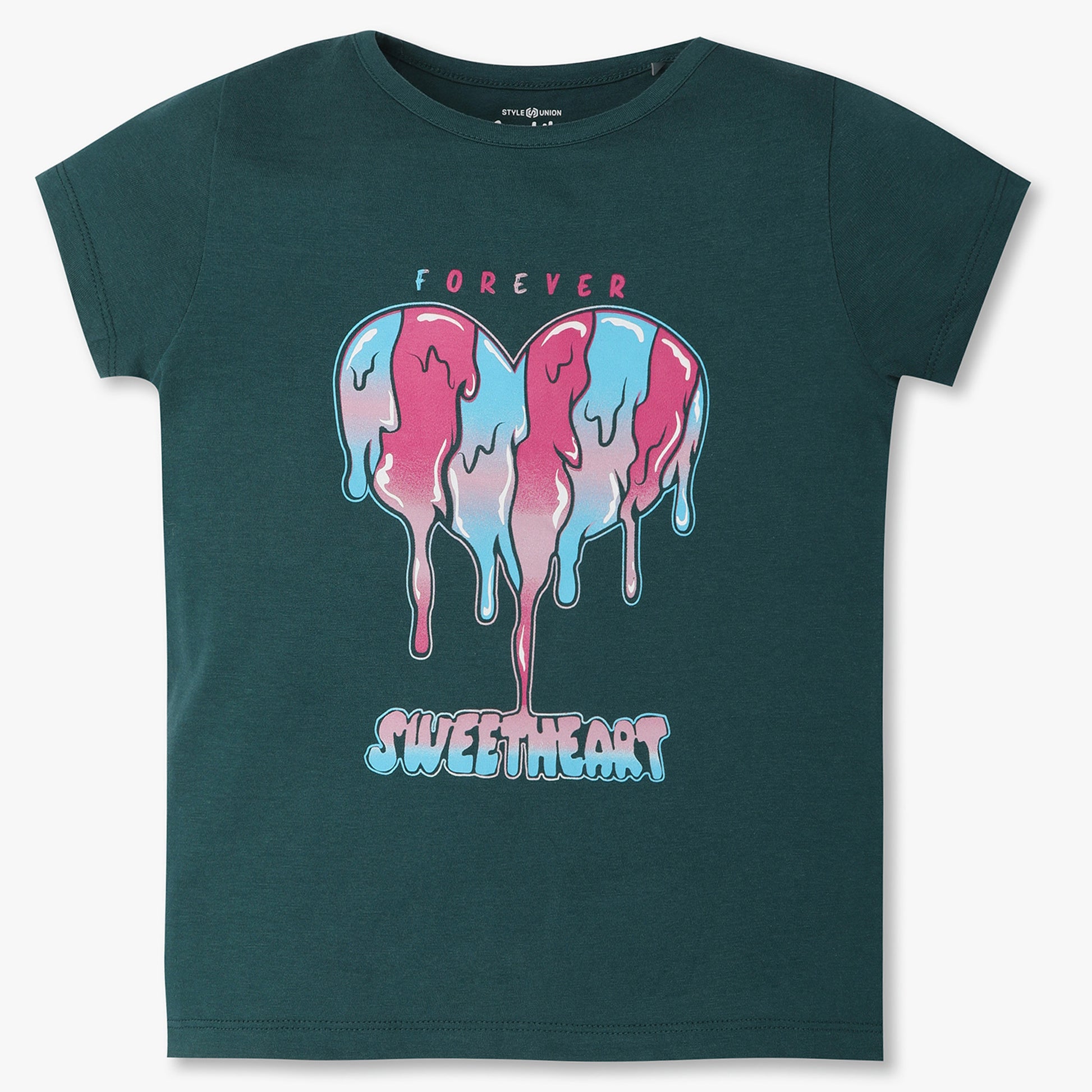 Girls Regular Fit Graphic Crew Neck T-Shirt