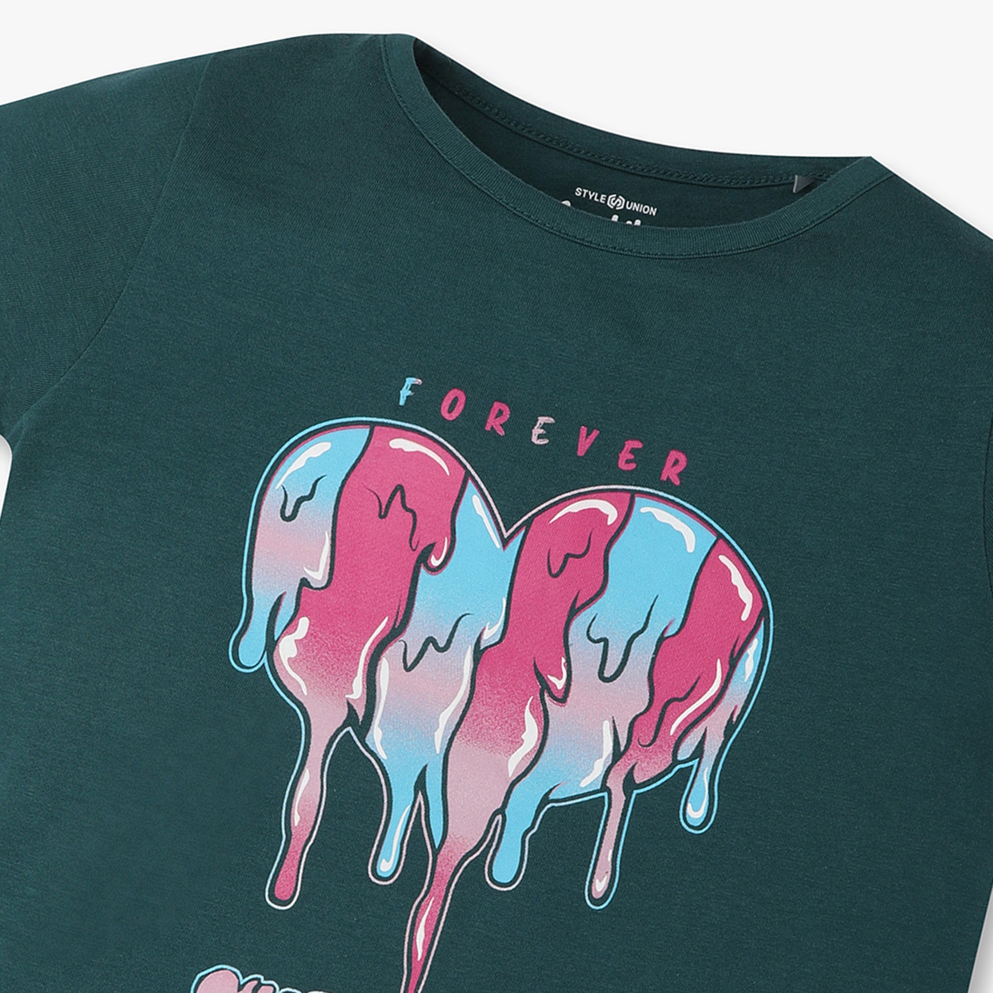 Girls Regular Fit Graphic Crew Neck T-Shirt