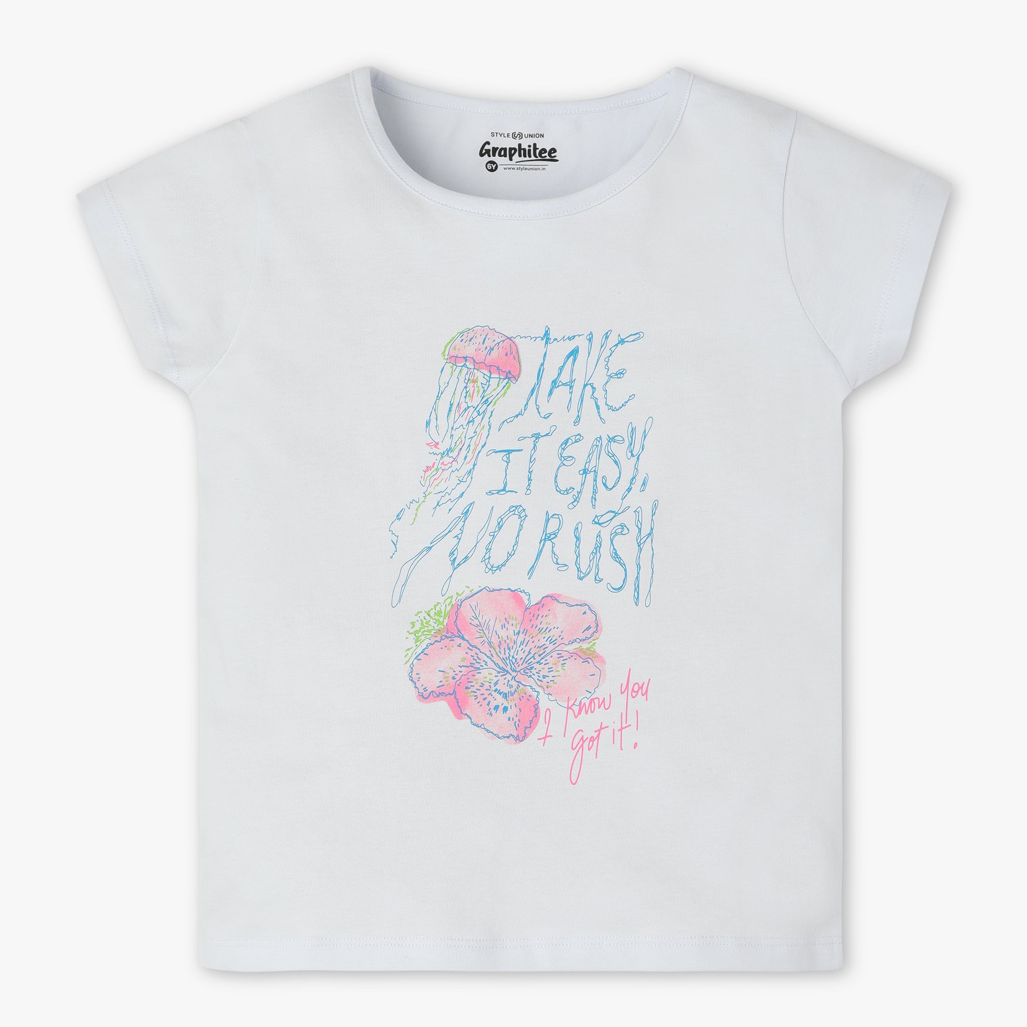 Girls Regular Fit Graphic Crew Neck Short Sleeve T-Shirt