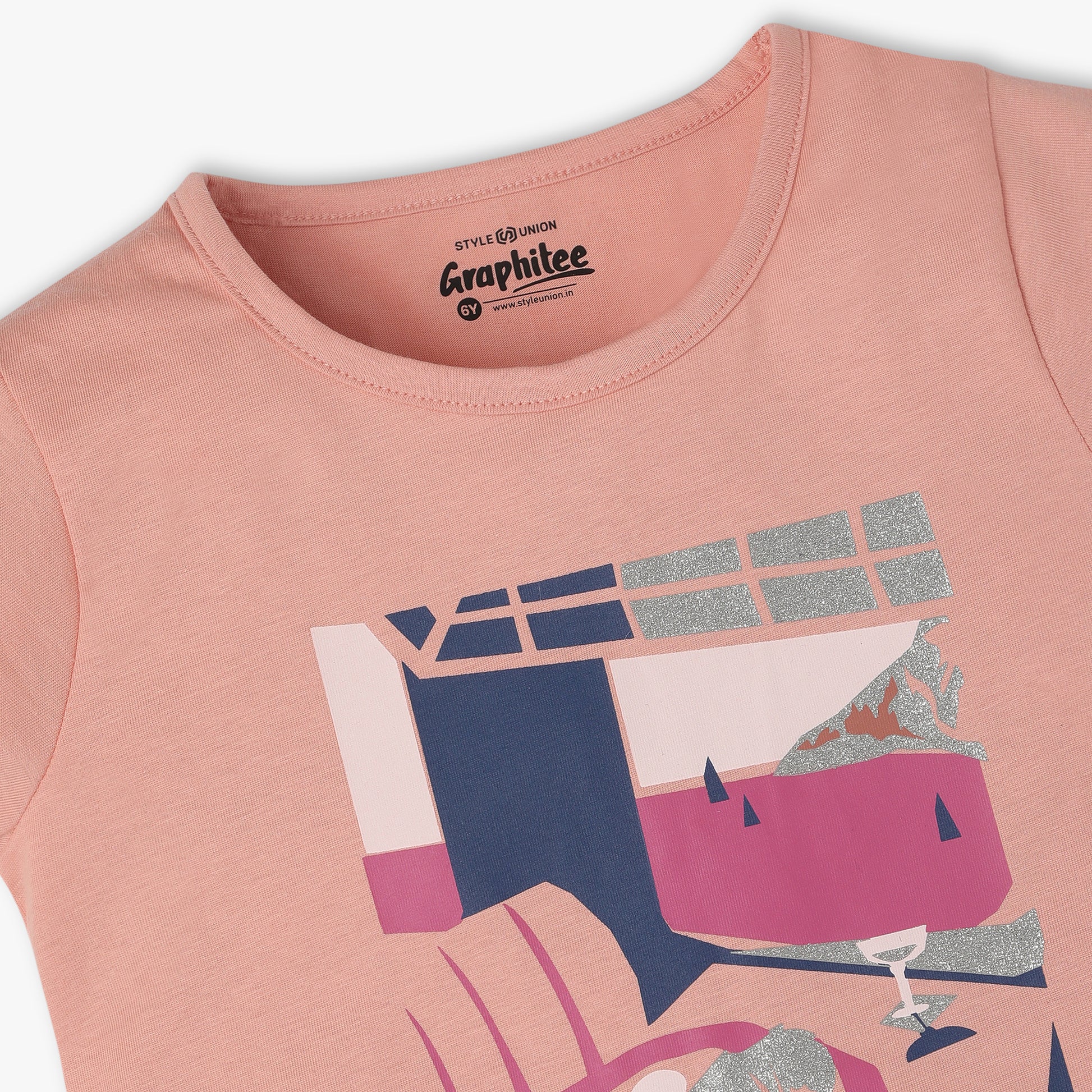 Girls Regular Fit Graphic Crew Neck Short Sleeve T-Shirt