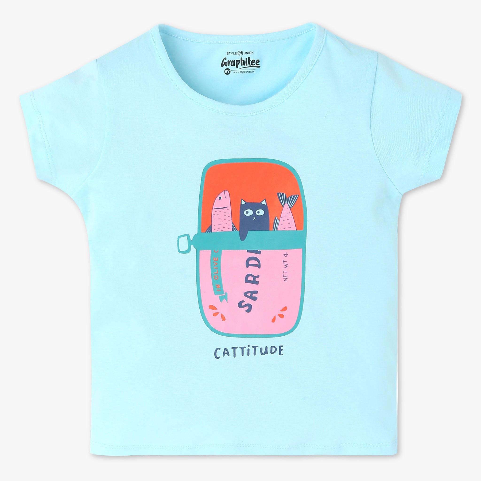 Girls Crew Neck "Fun Playtime Graphic T-Shirt | Basic Crew Neck Body with Half Sleeve | Regular Fit And Length | Breathable & Absorbent 100% Cotton Single Jersey Fabric"