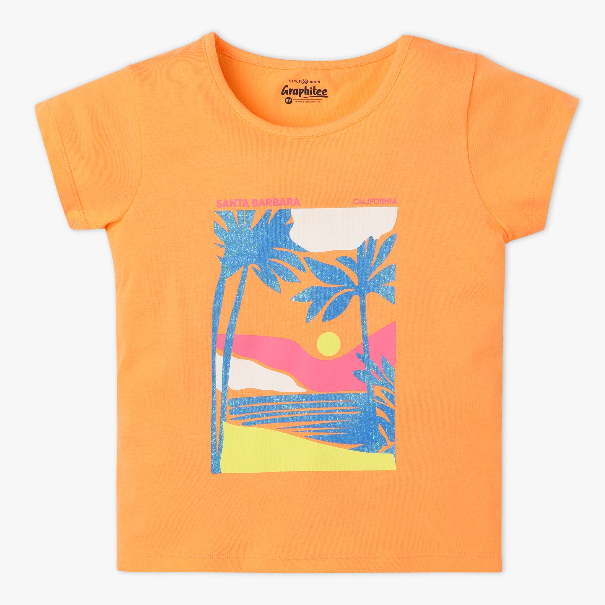 Girls Regular Fit Graphic Crew Neck Short Sleeve T-Shirt