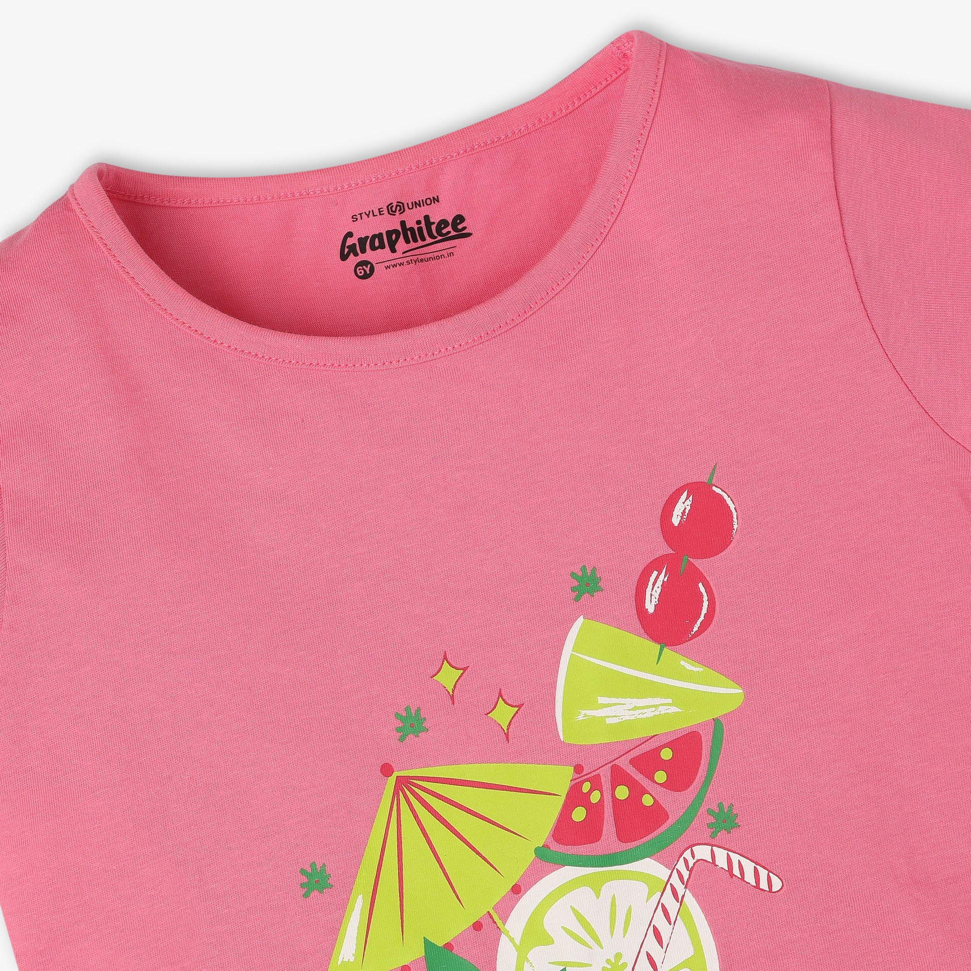 Girls Regular Fit Graphic Crew Neck Short Sleeve T-Shirt