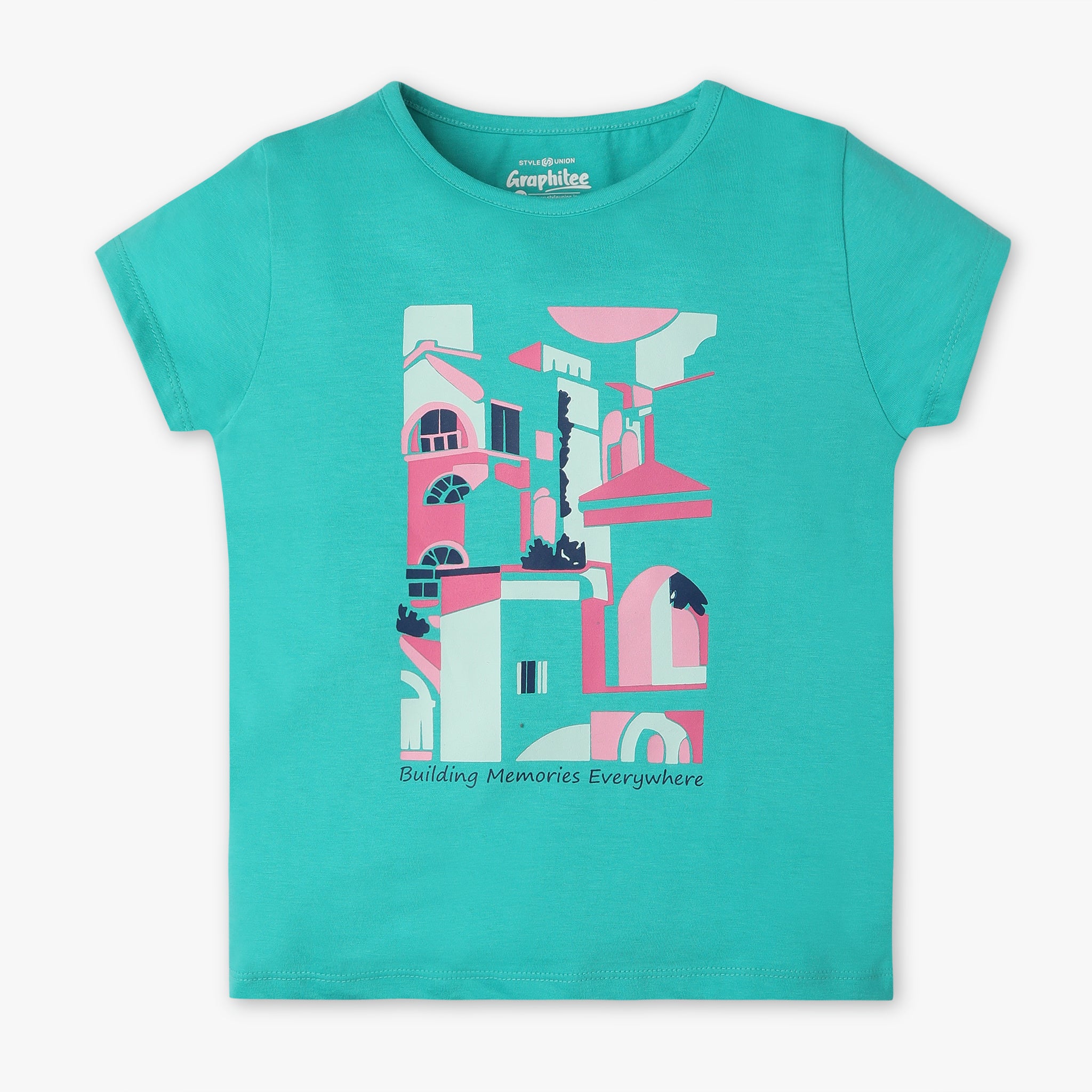 Girls Regular Fit Graphic Crew Neck Short Sleeve T-Shirt