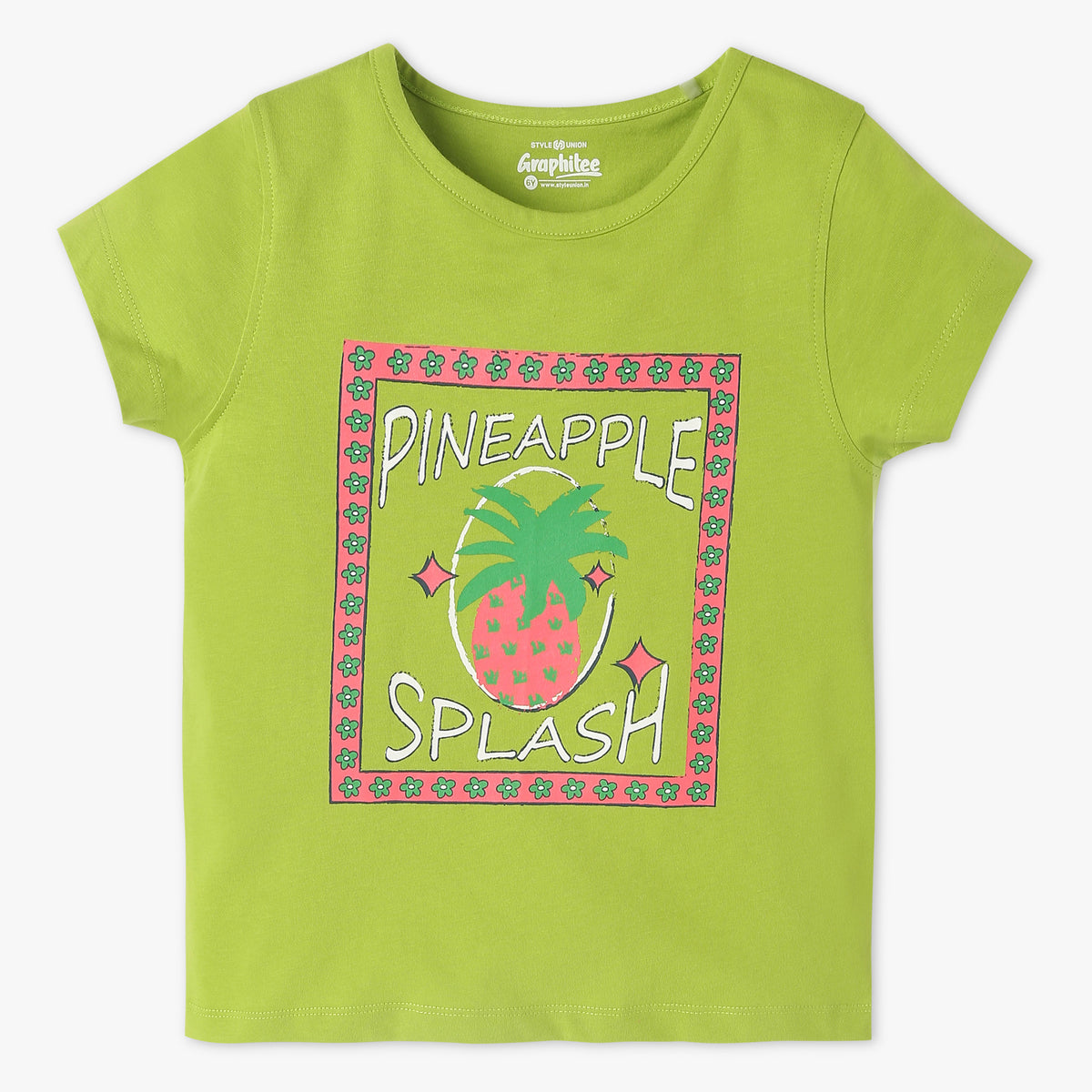 Girls Crew Neck "Fun Playtime Graphic T-Shirt | Basic Crew Neck Body with Half Sleeve | Regular Fit And Length | Breathable & Absorbent 100% Cotton Single Jersey Fabric"