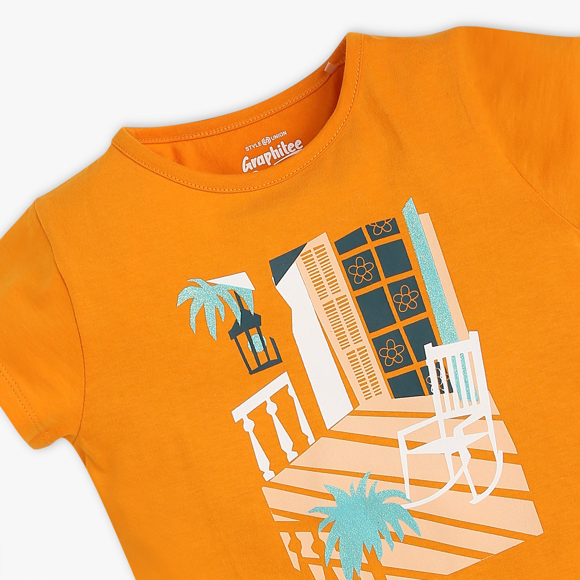 Girls Regular Fit Graphic Crew Neck Short Sleeve T-Shirt