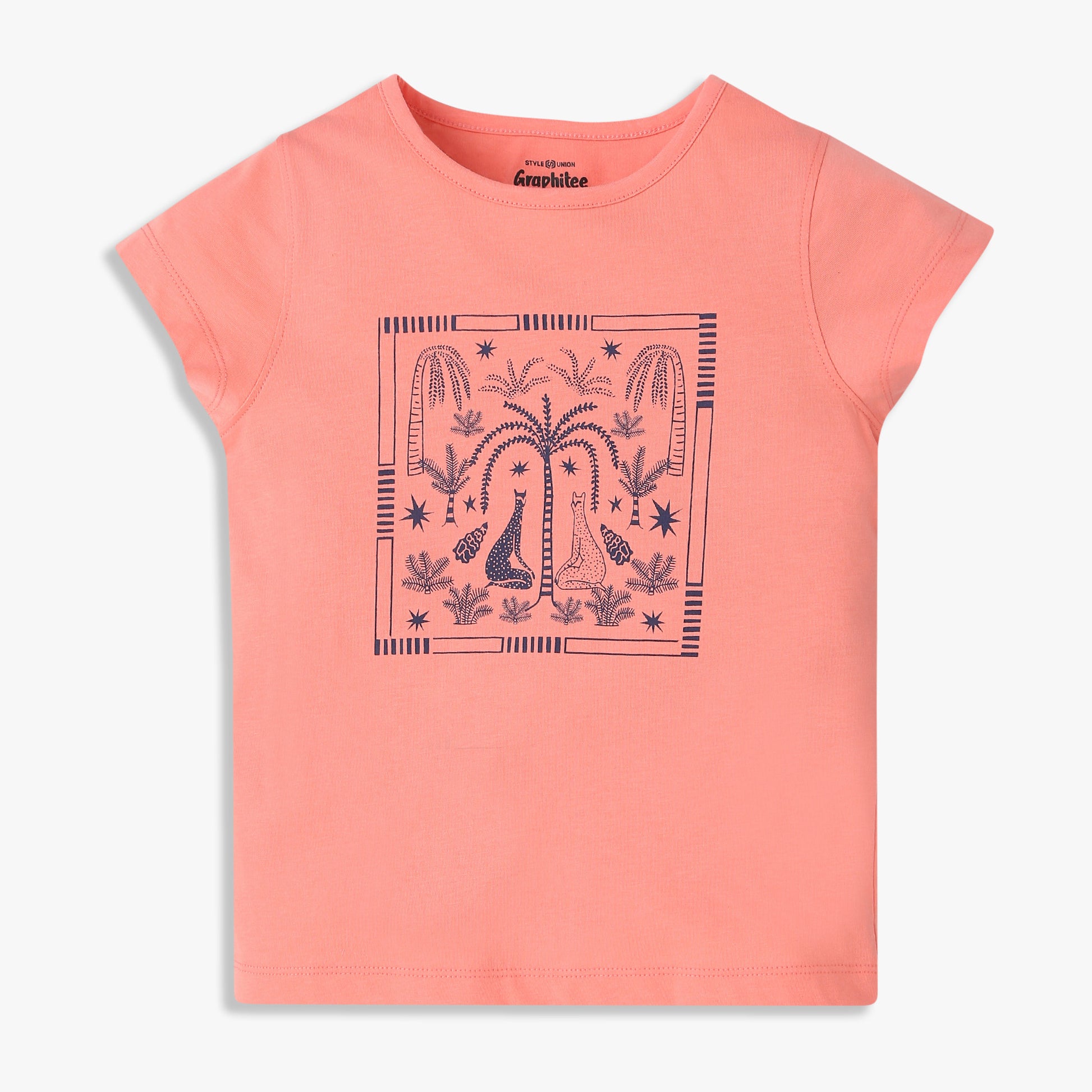 Girls Regular Fit Graphic Crew Neck T-Shirt